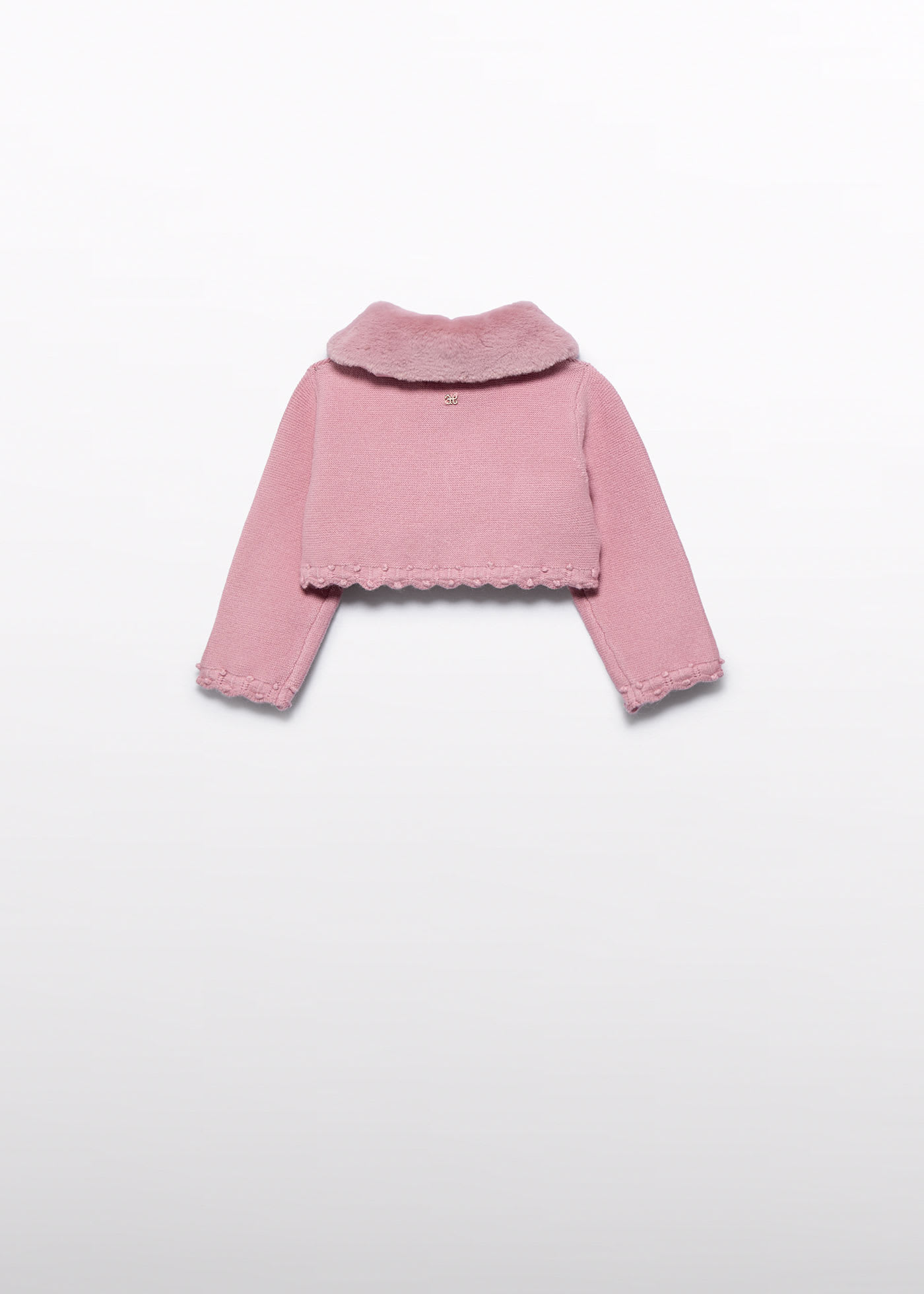 Baby Tricot Cardigan with Fur Collar