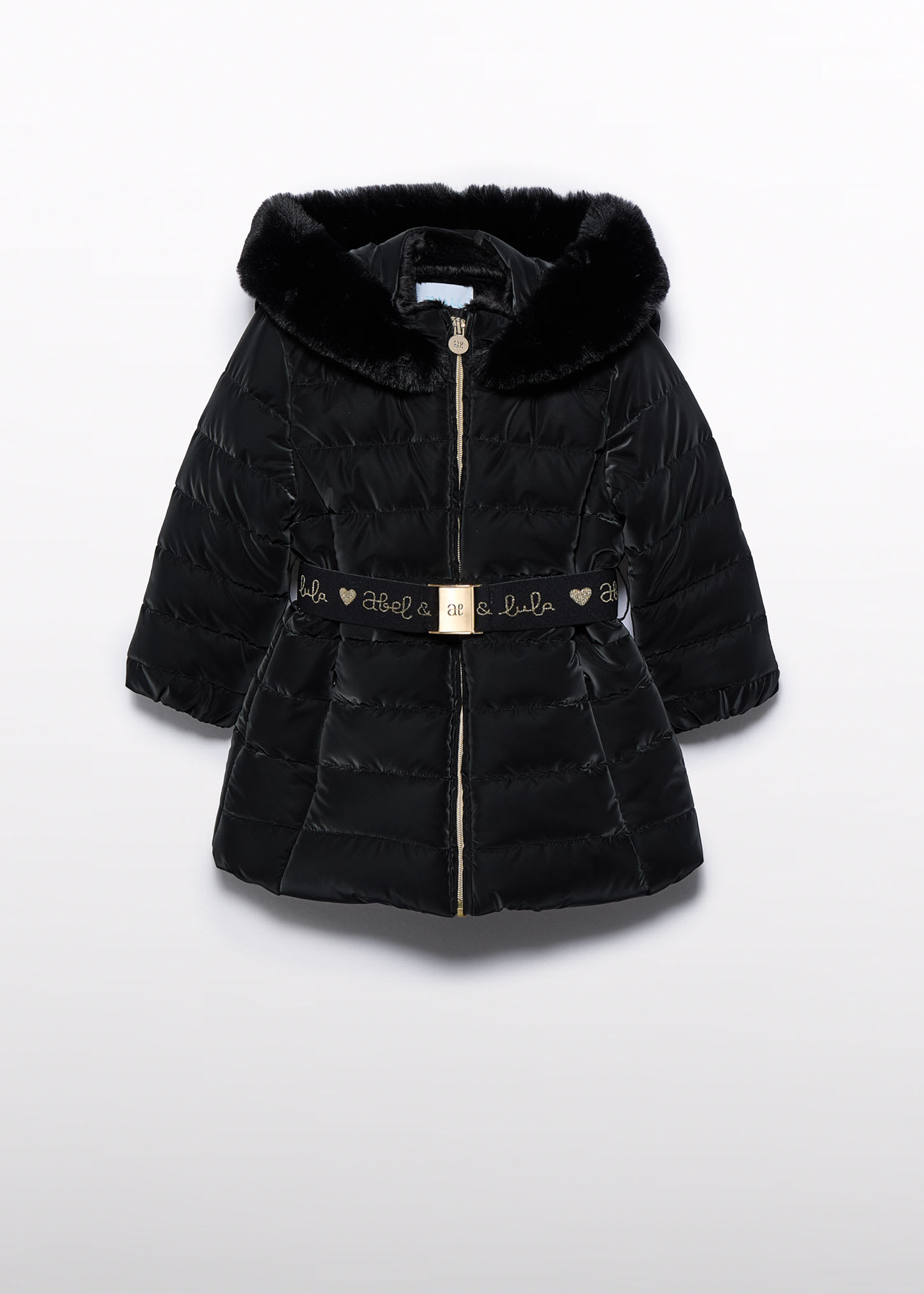 Manteau avec ceinture logo fille