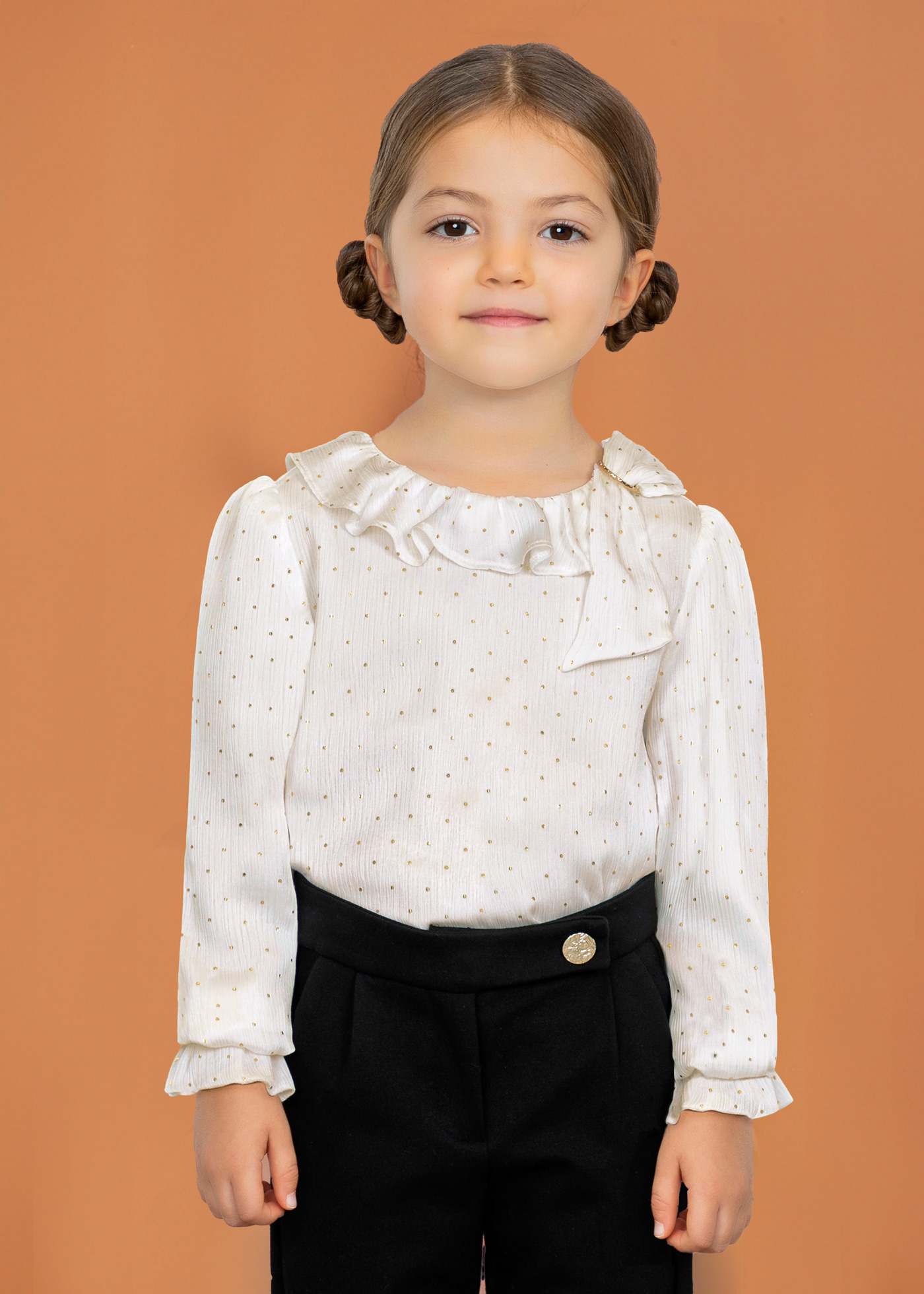 Girl Golden Polka Dot Blouse