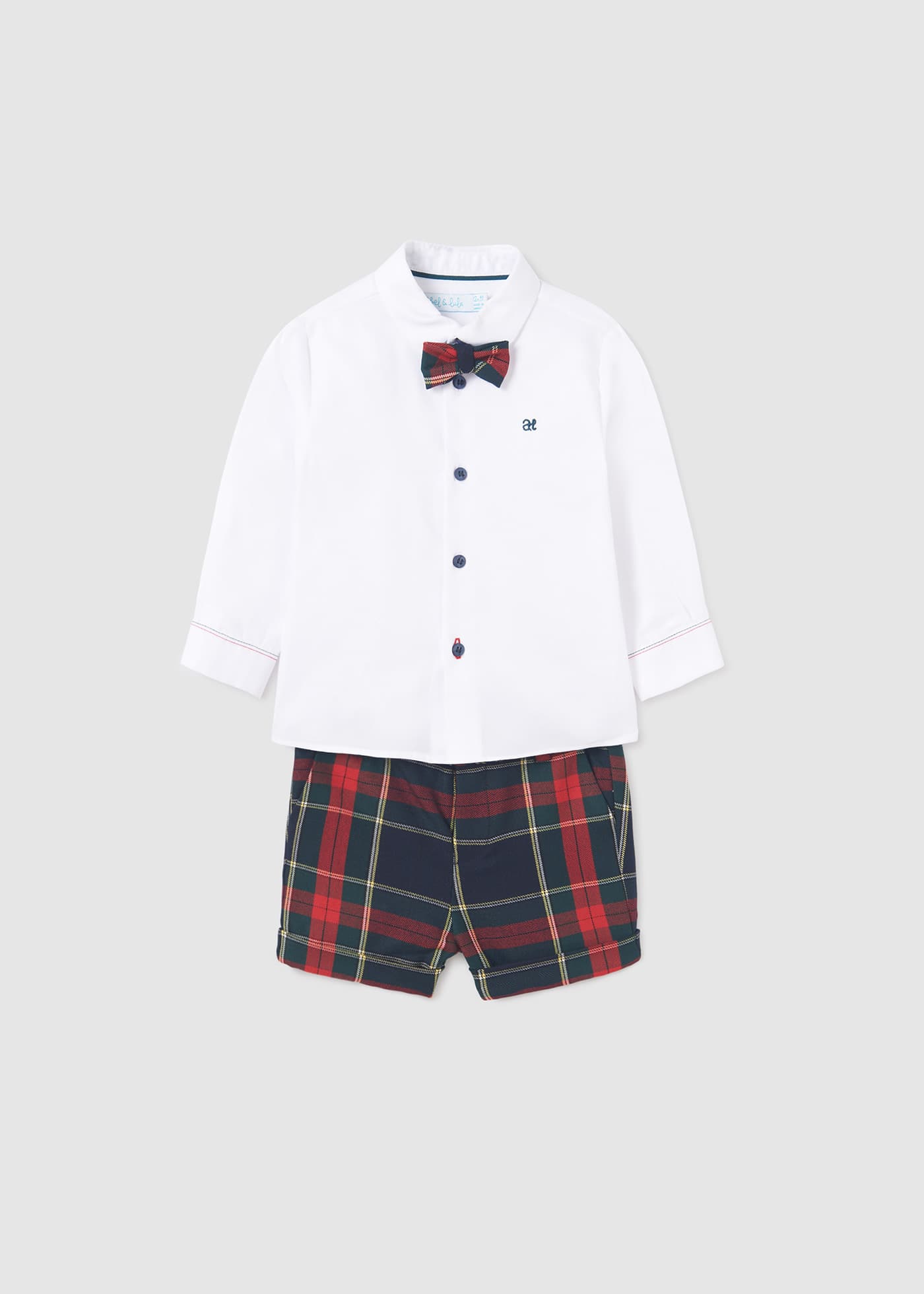 Baby Shirt Set with Tartan Shorts