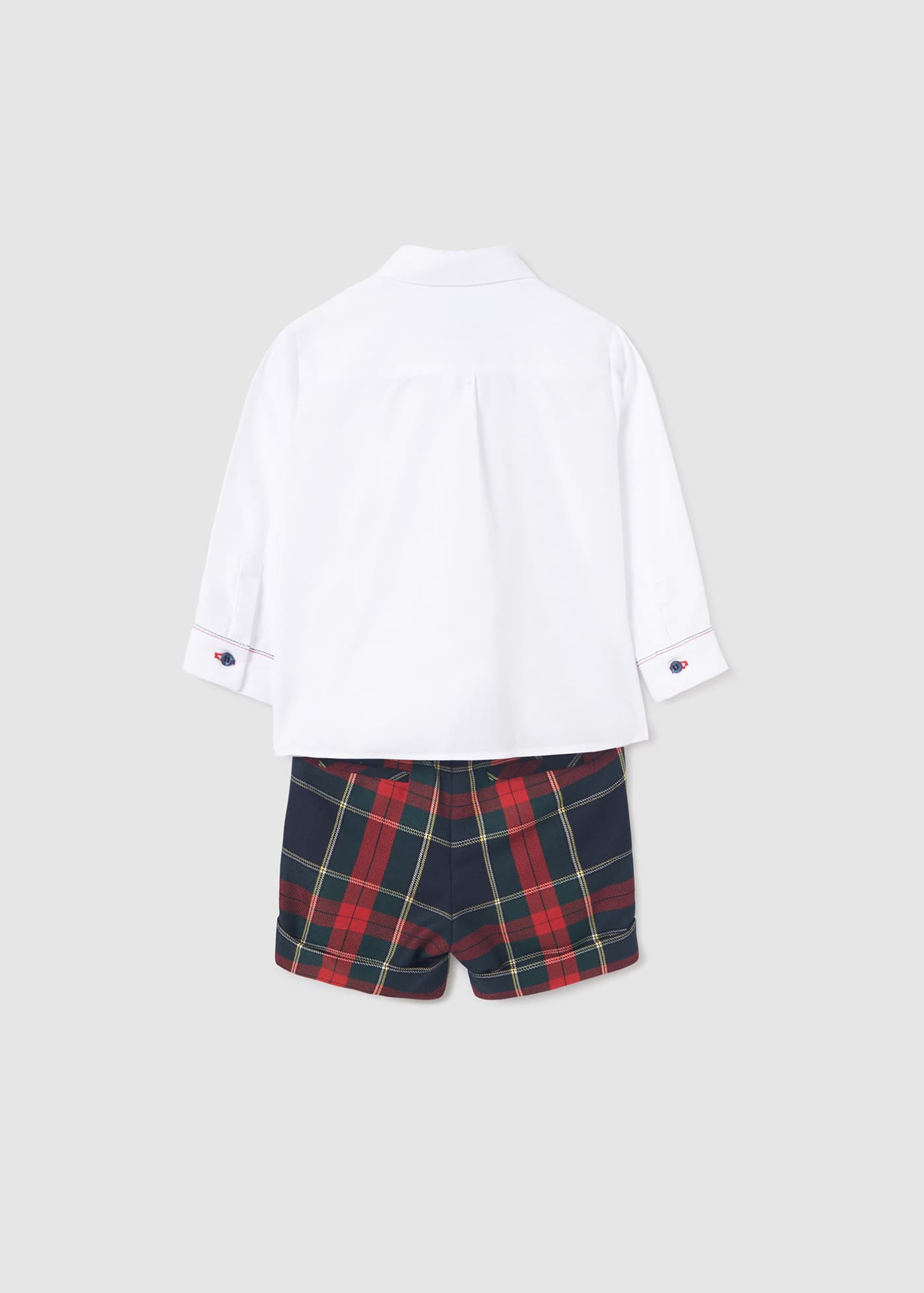 Baby Shirt Set with Tartan Shorts