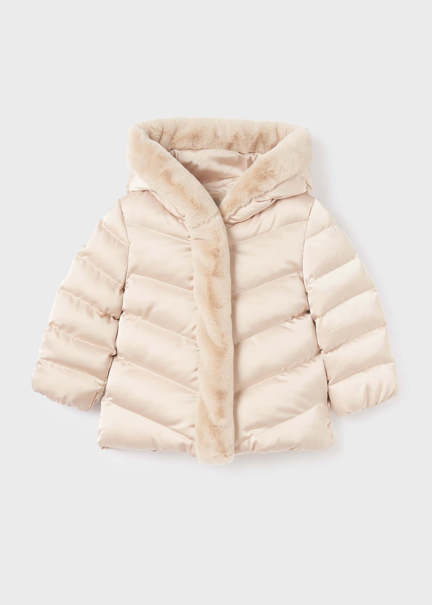 Baby satin coat fuzzy collar