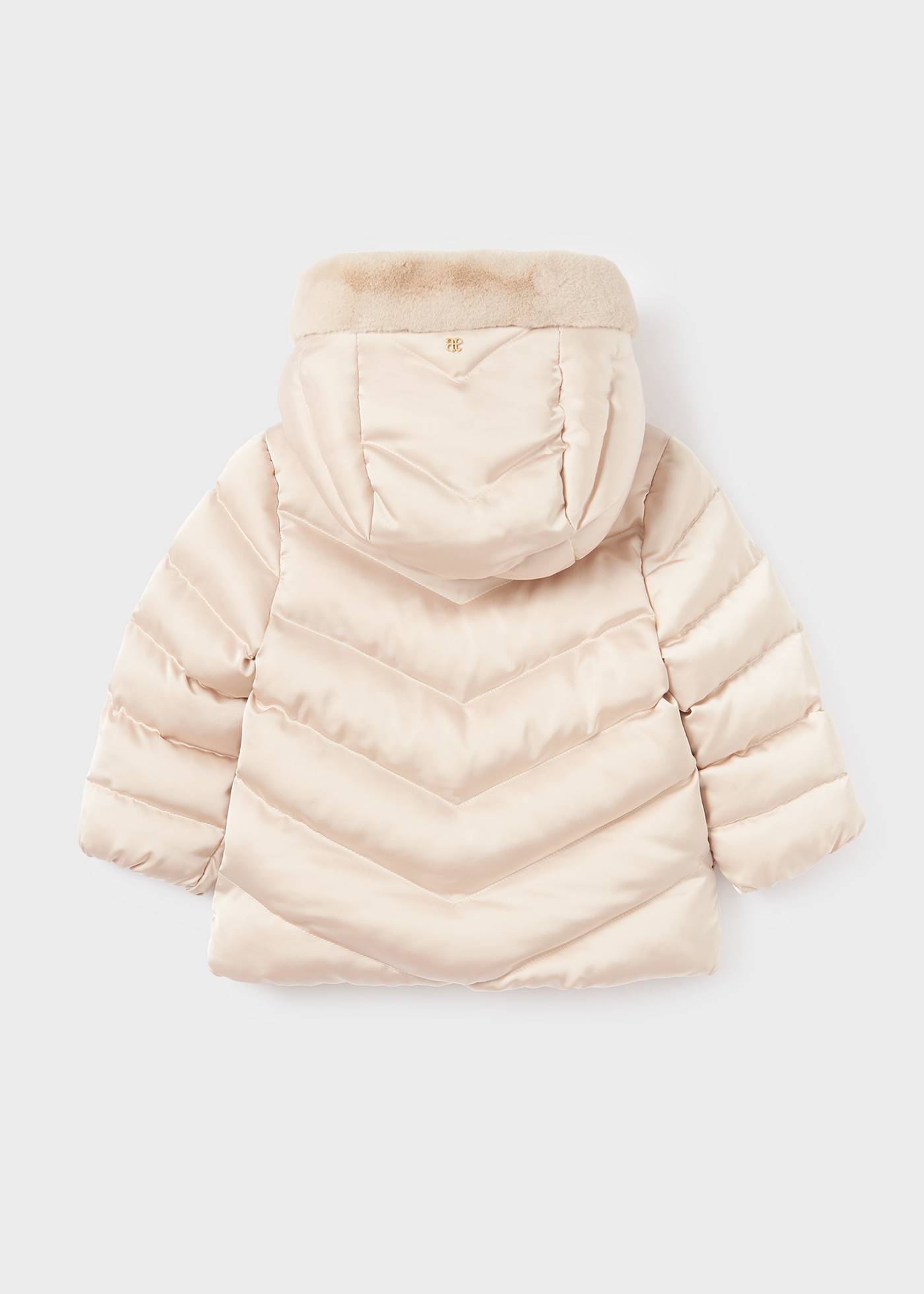 Baby satin coat fuzzy collar