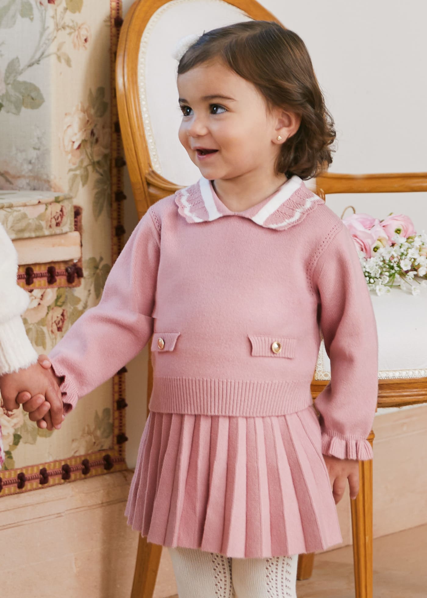 Baby pleated knit skirt set