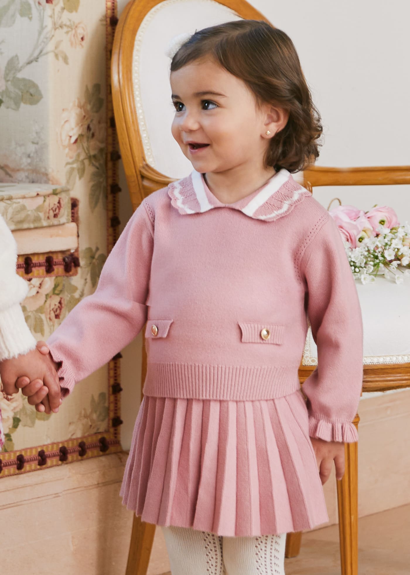 Baby Tricot Set with Pleated Skirt