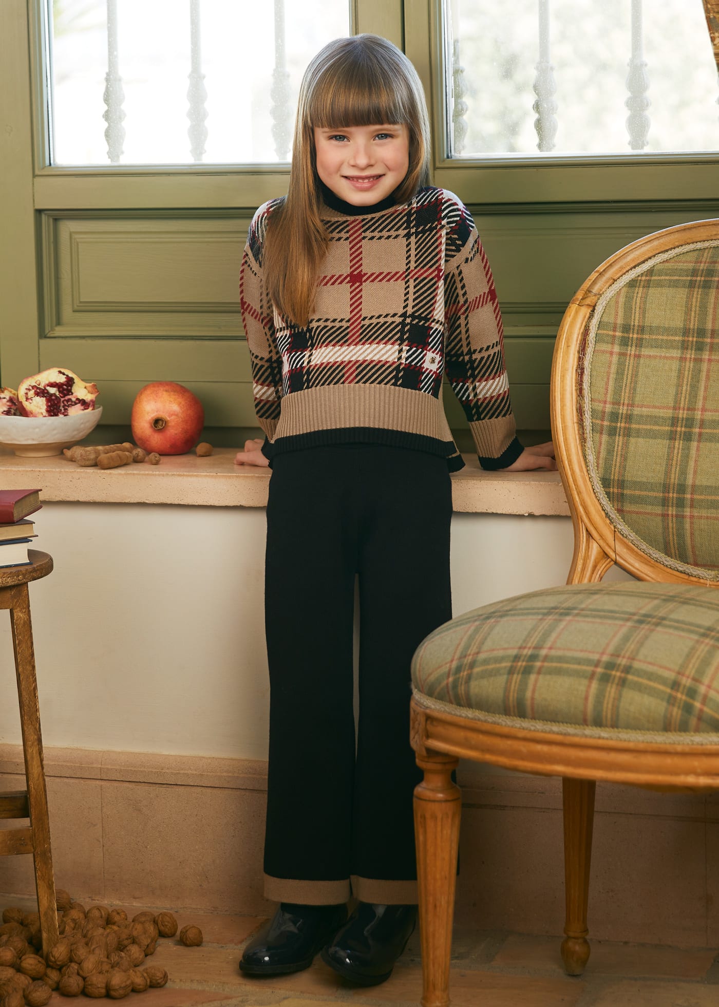 Girls knit plaid set