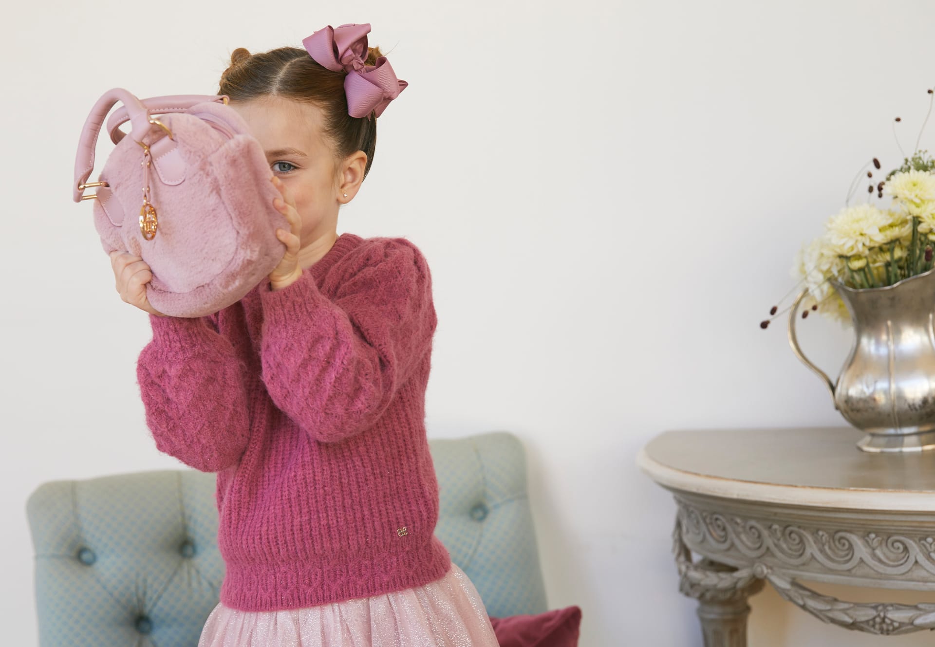 Maglione in maglia traforato bambina