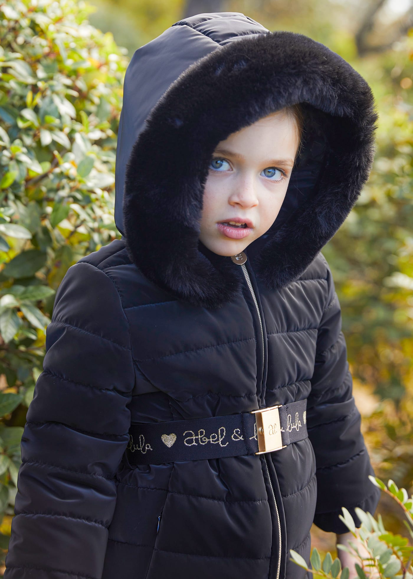 Manteau avec ceinture logo fille