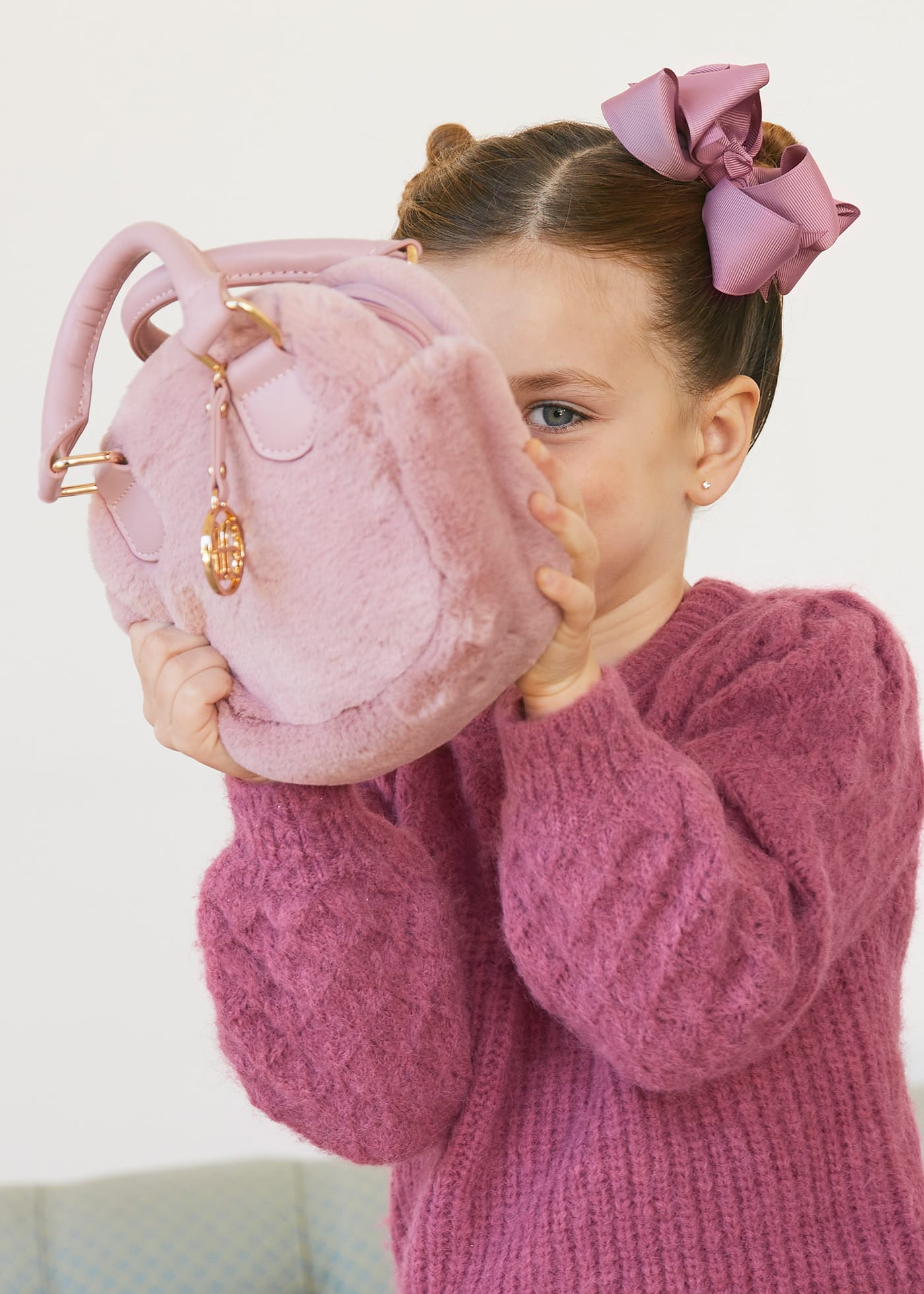 Girls faux shearling bag