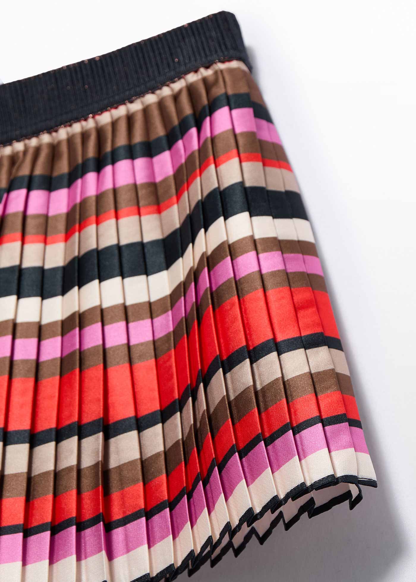 Girl Striped Pleated Skirt