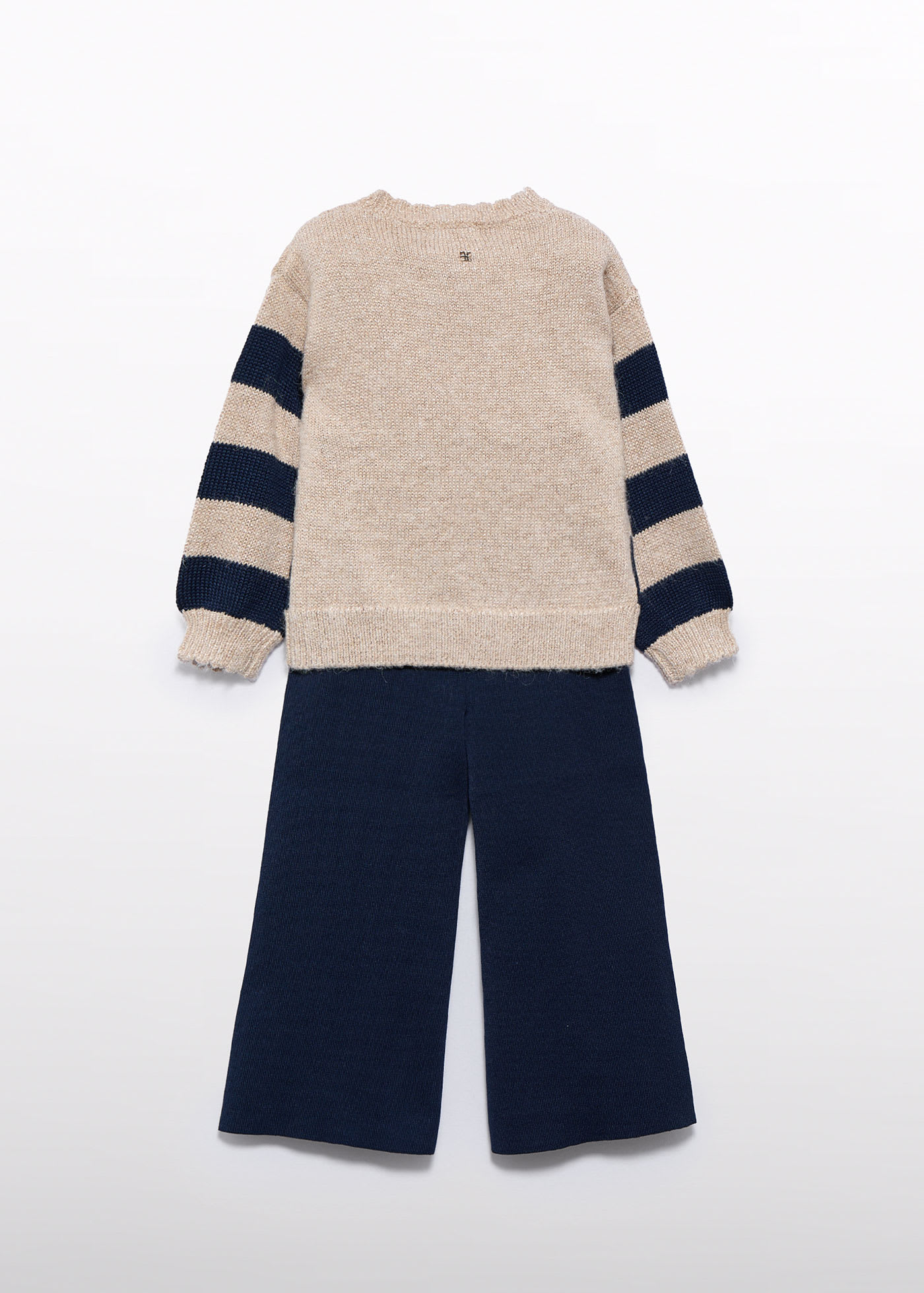 Conjunto calças tricot riscas menina
