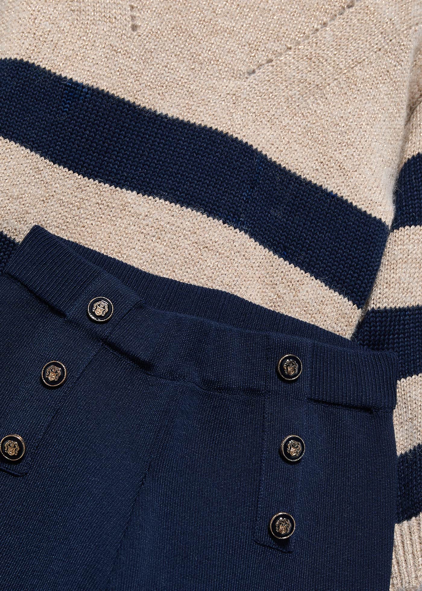 Conjunto calças tricot riscas menina