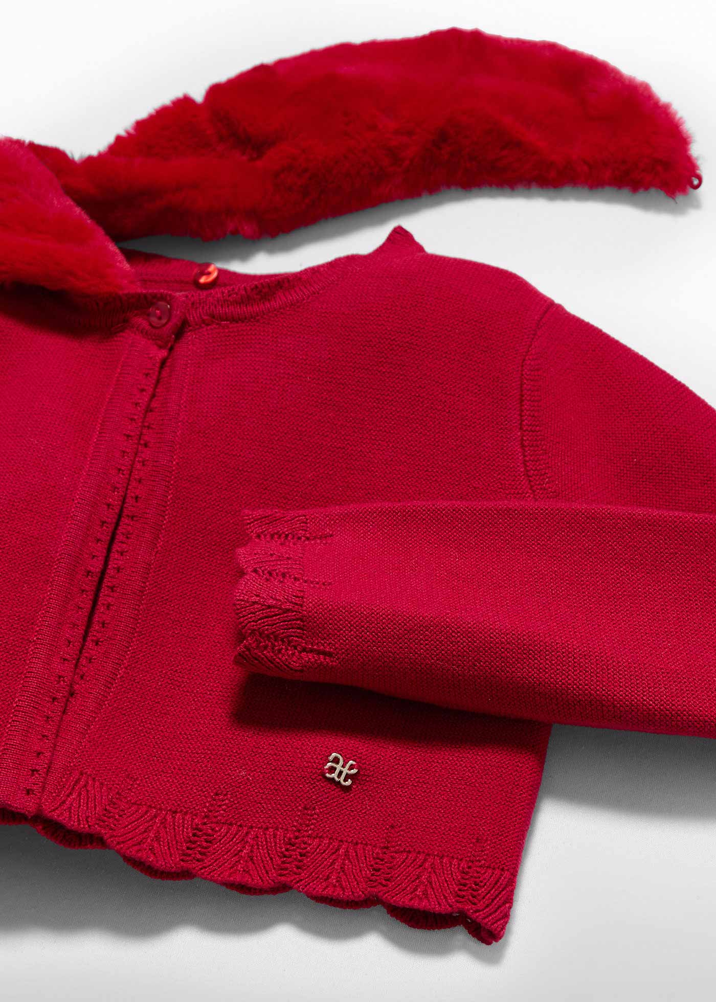 Bolero tricot guler blana fetita