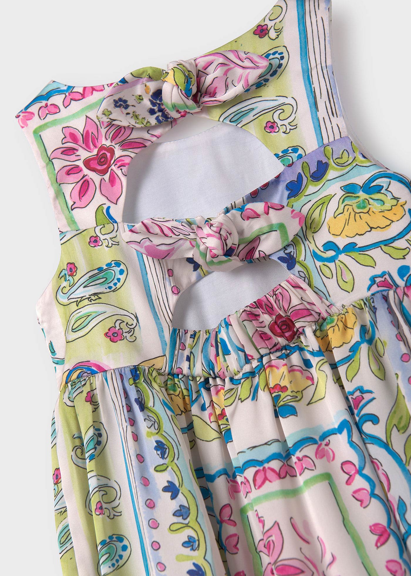 Vestido midi cetim estampado menina