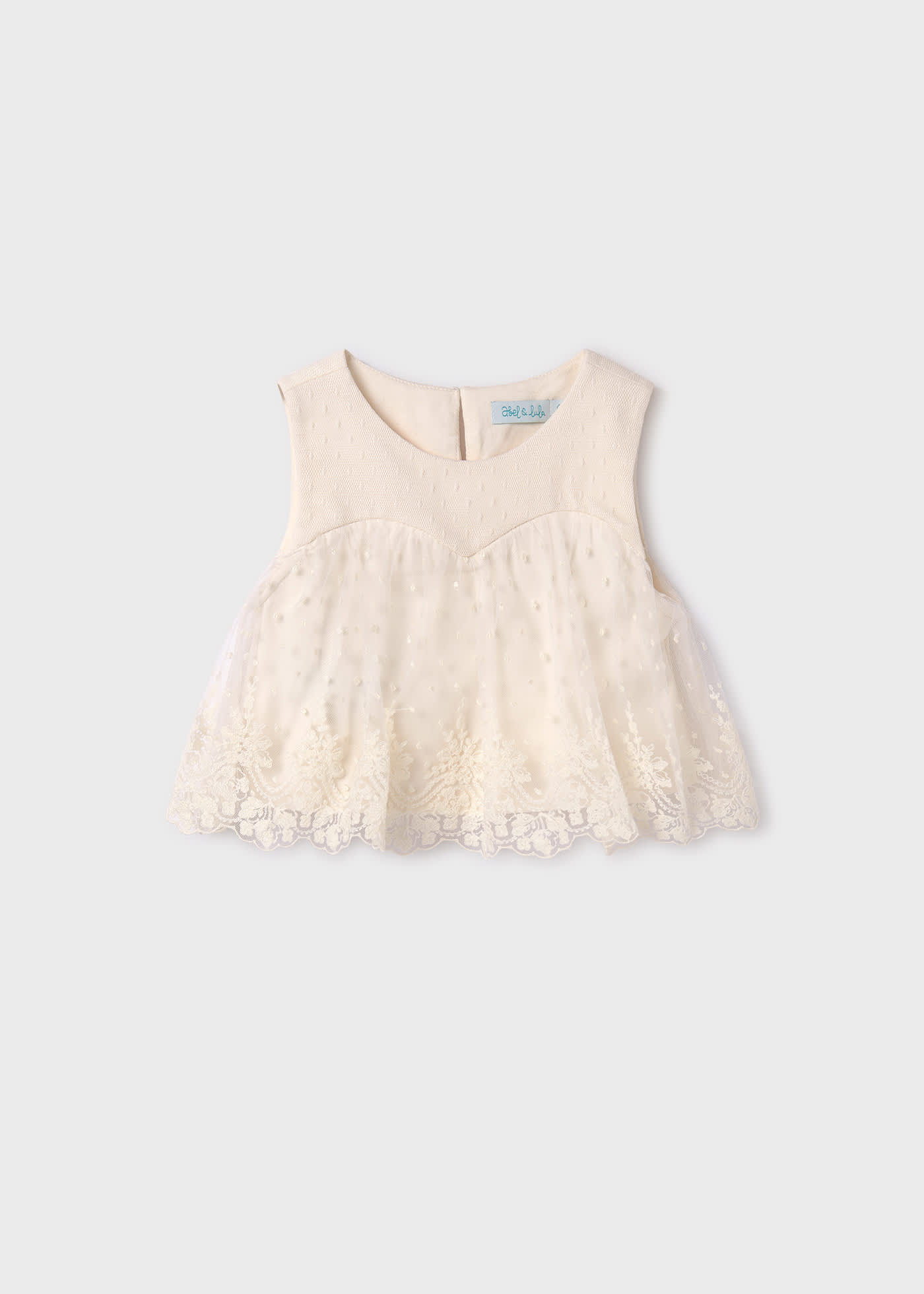 Girl embroidered tulle top