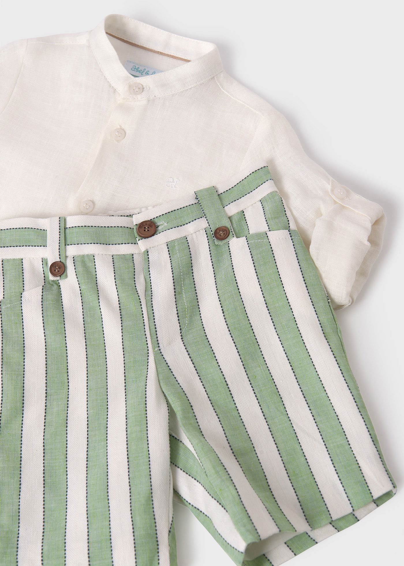 Conjunto lino bermuda rayas bebé