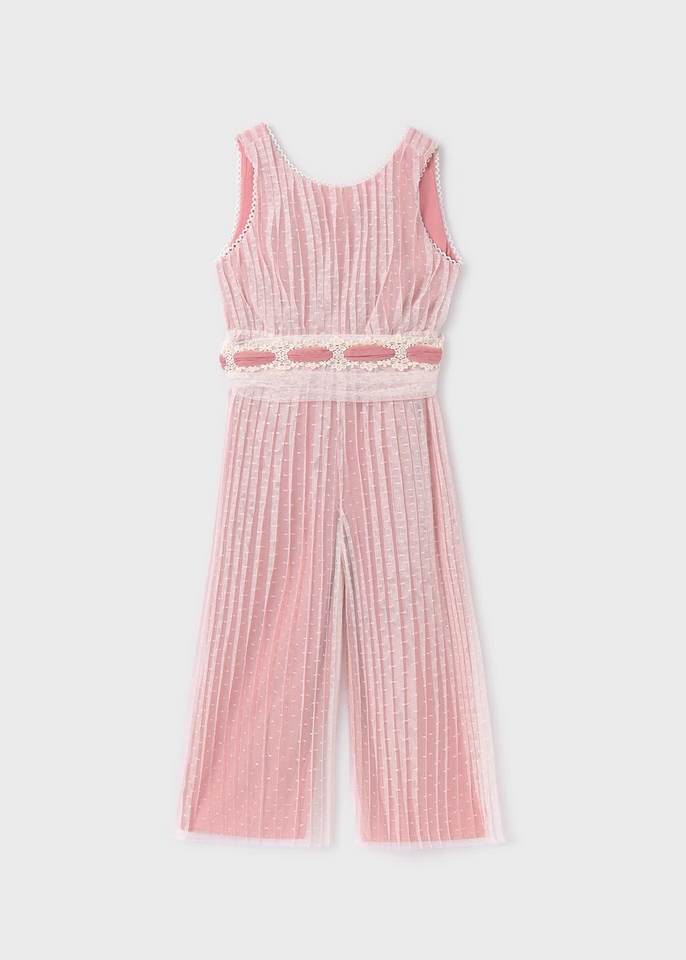 Girl pleated plumeti tulle jumpsuit
