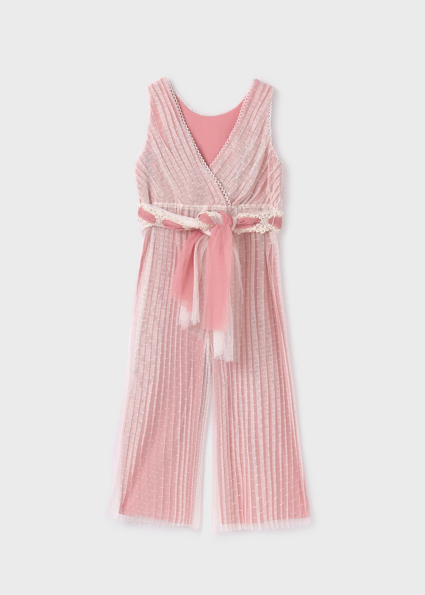 Girl pleated plumeti tulle jumpsuit
