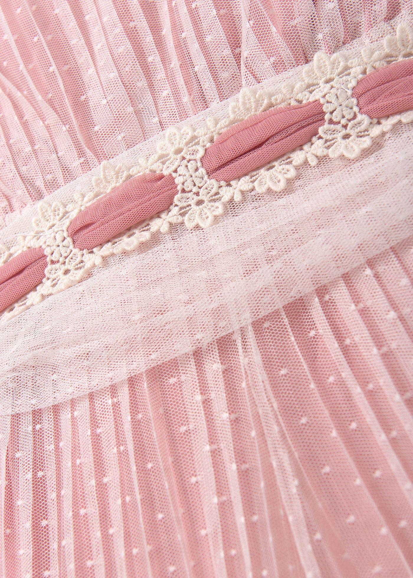 Girl pleated plumeti tulle jumpsuit