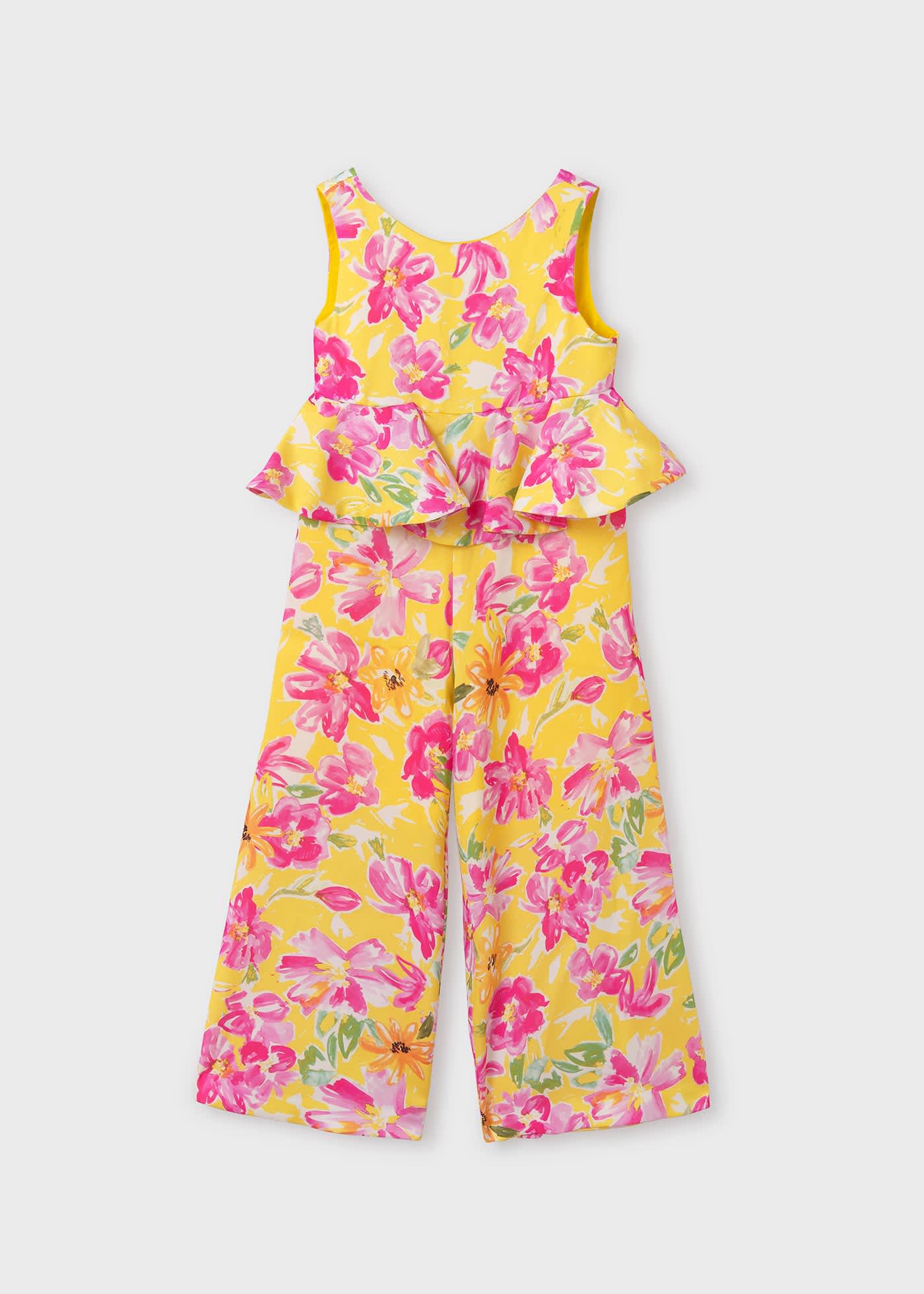 Girl Crepe Print Jumpsuit