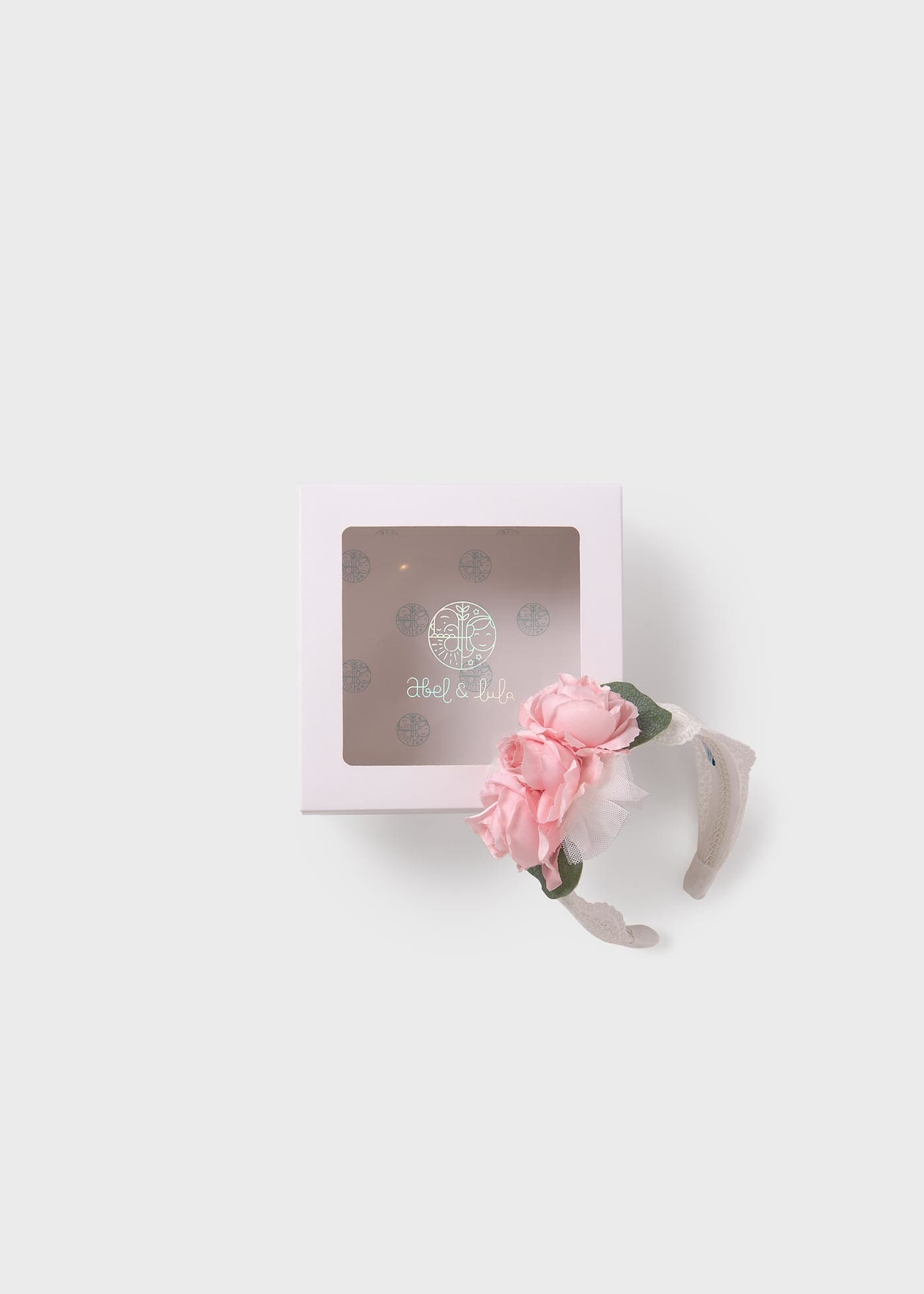 Diadema flor tul bordado niña
