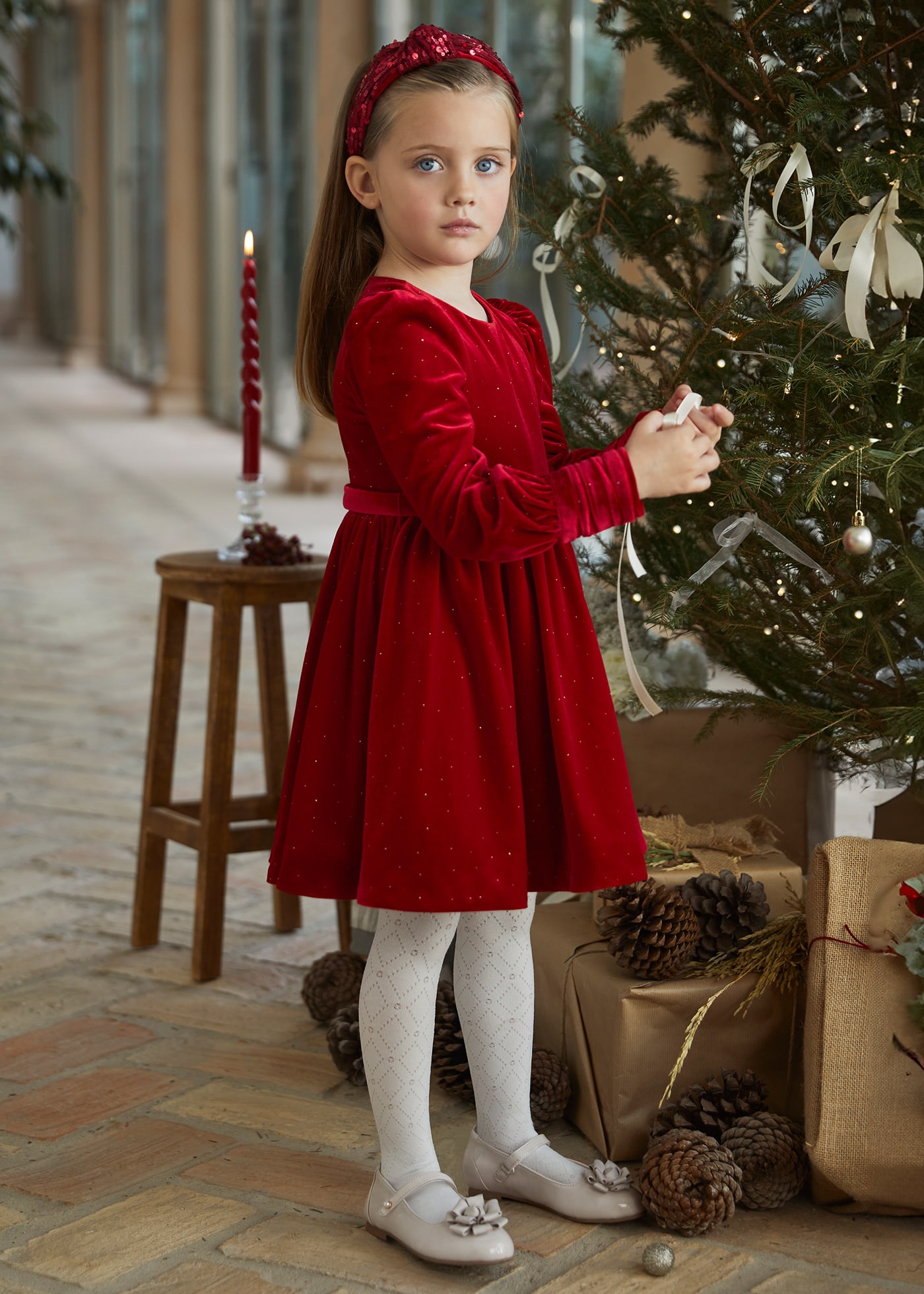 Girls glitter velvet dress