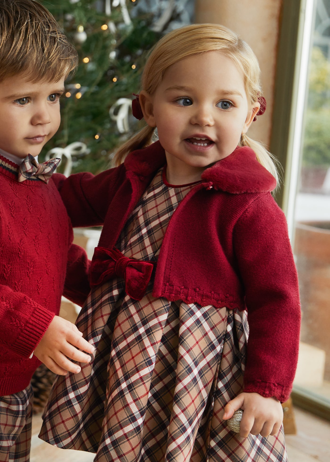 Baby Tricot Cardigan with Fur Collar