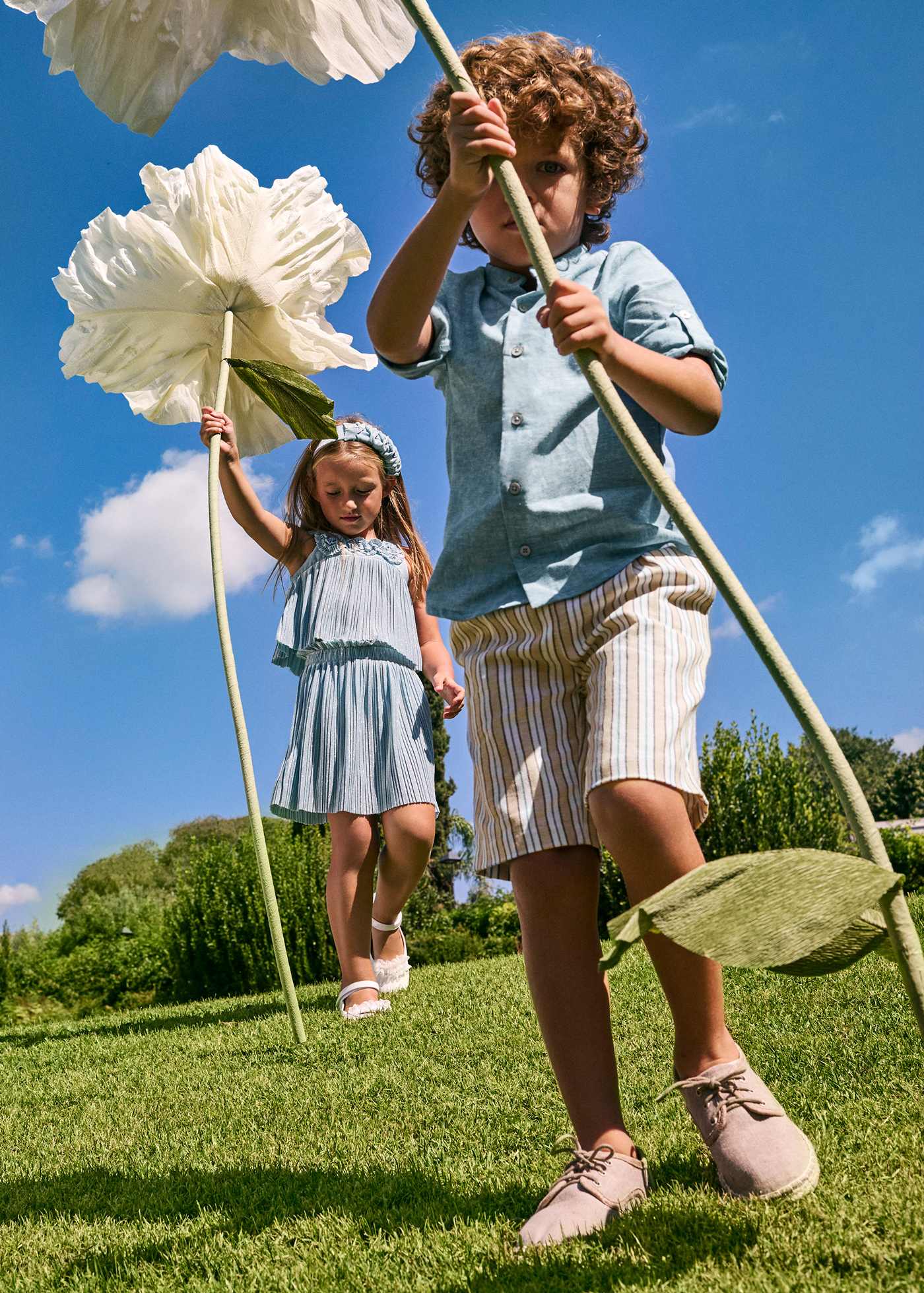 Baby linen shorts and shirt set