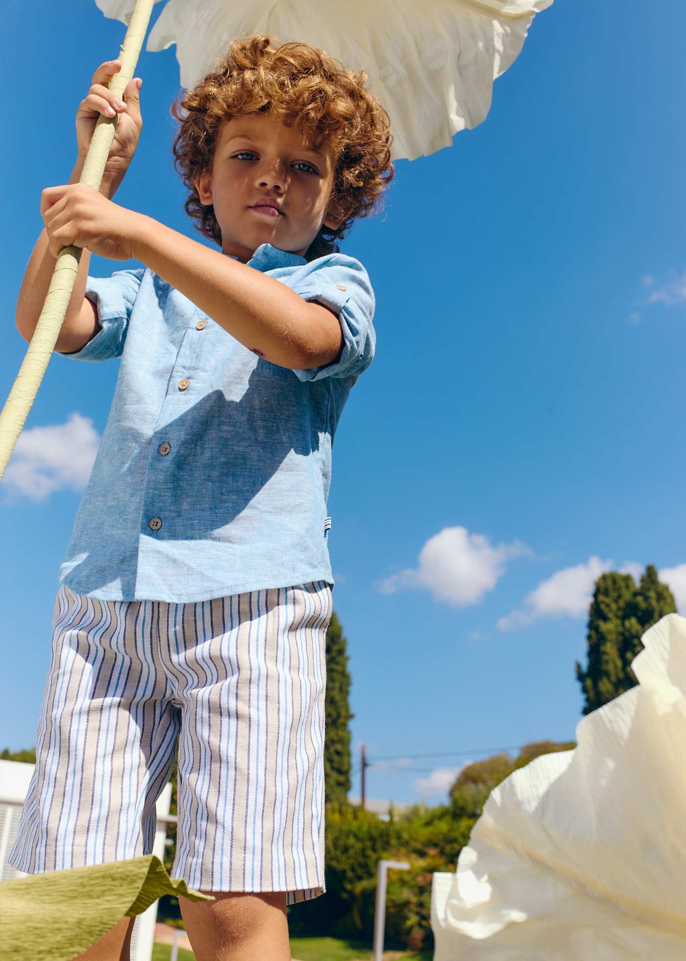 Baby linen shorts and shirt set