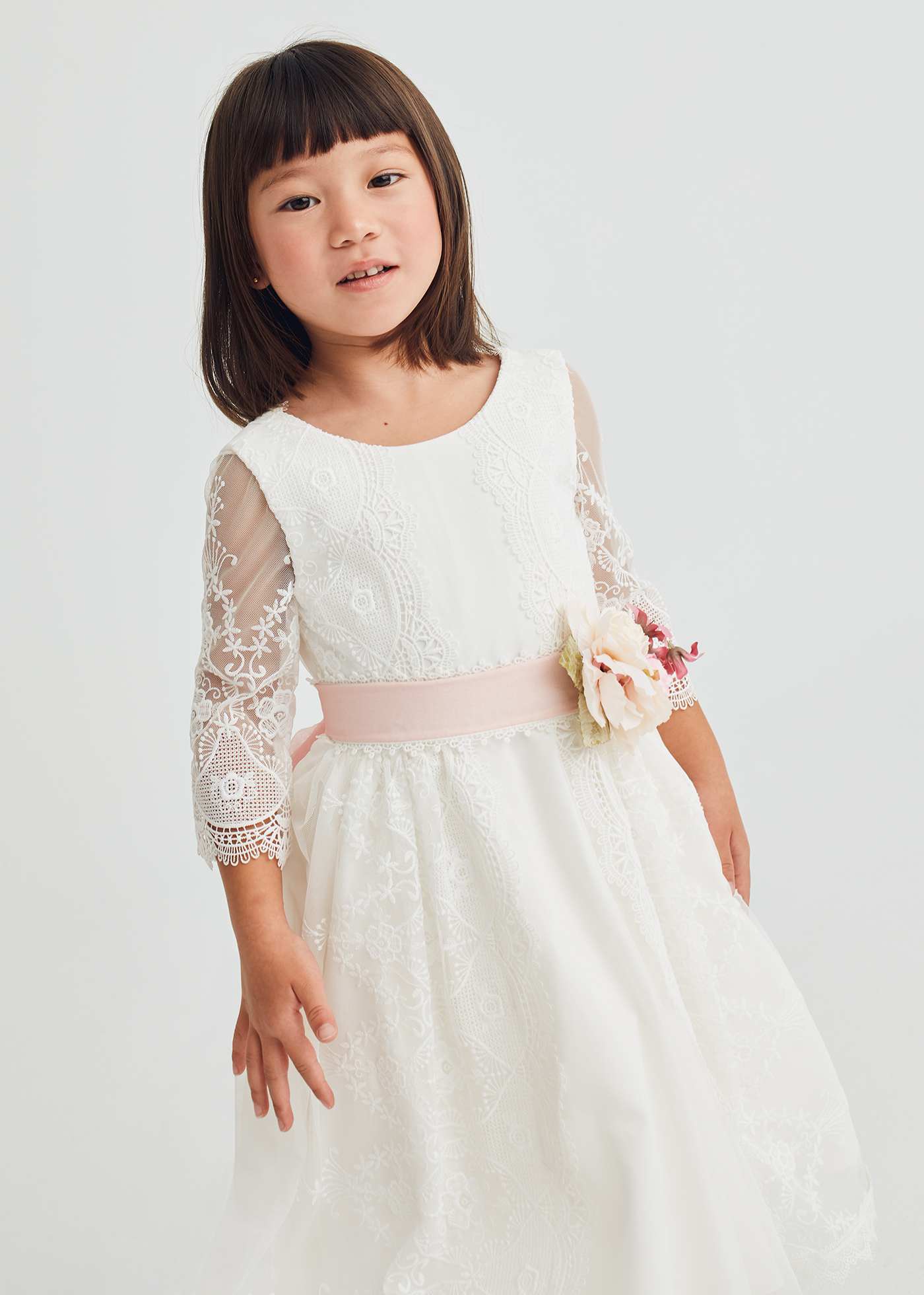 Rochie tul bordat guipur fetita