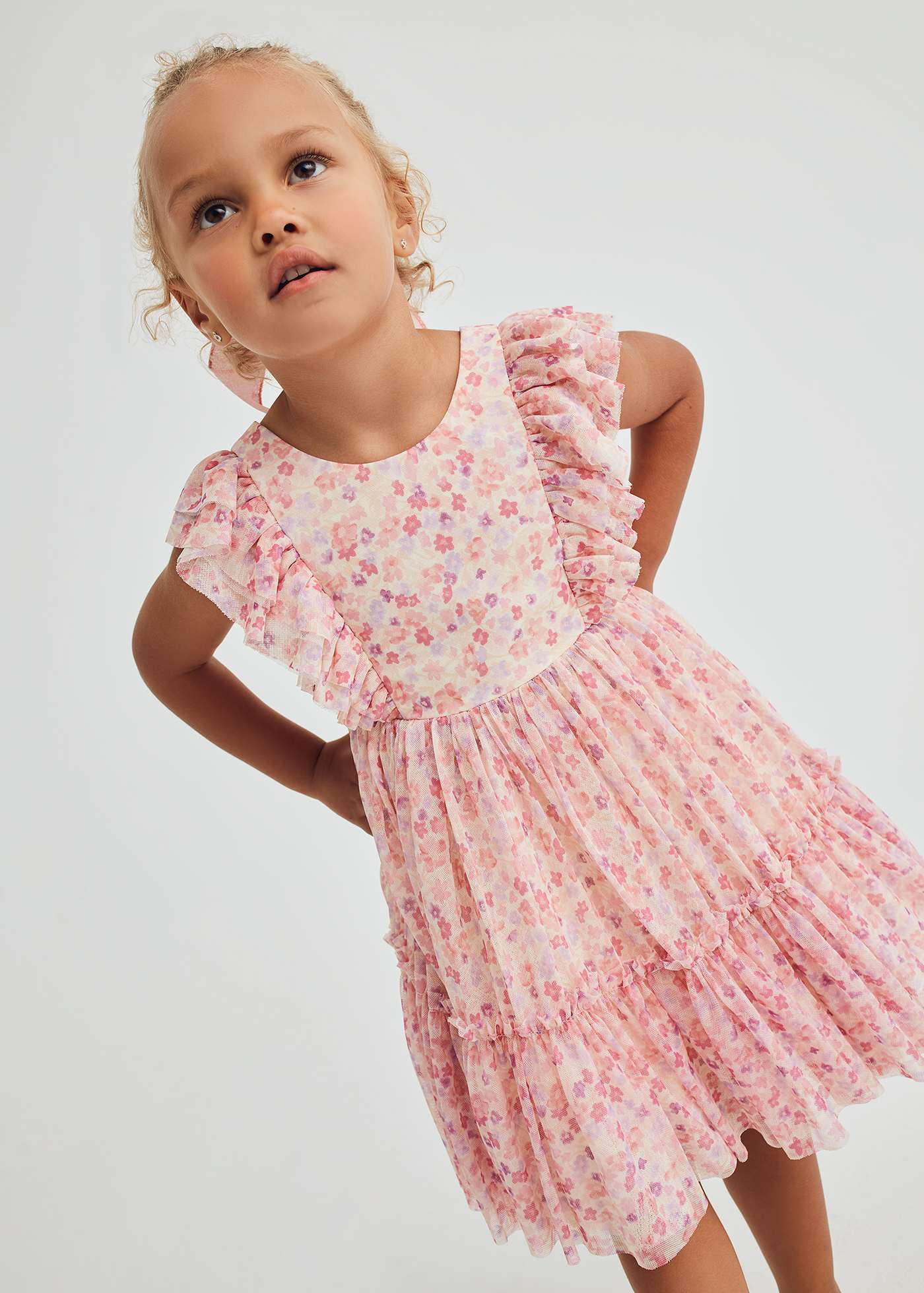 Girl print tulle dress