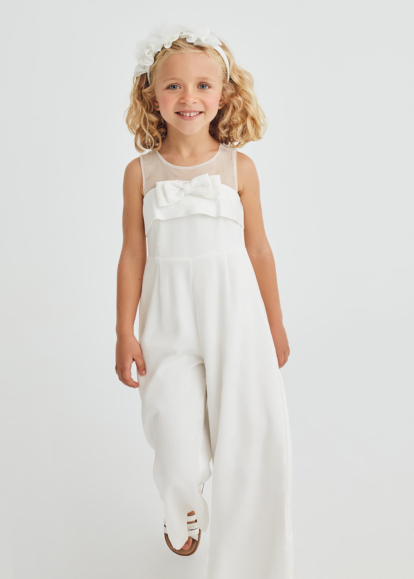 Girl crepe flowy jumpsuit