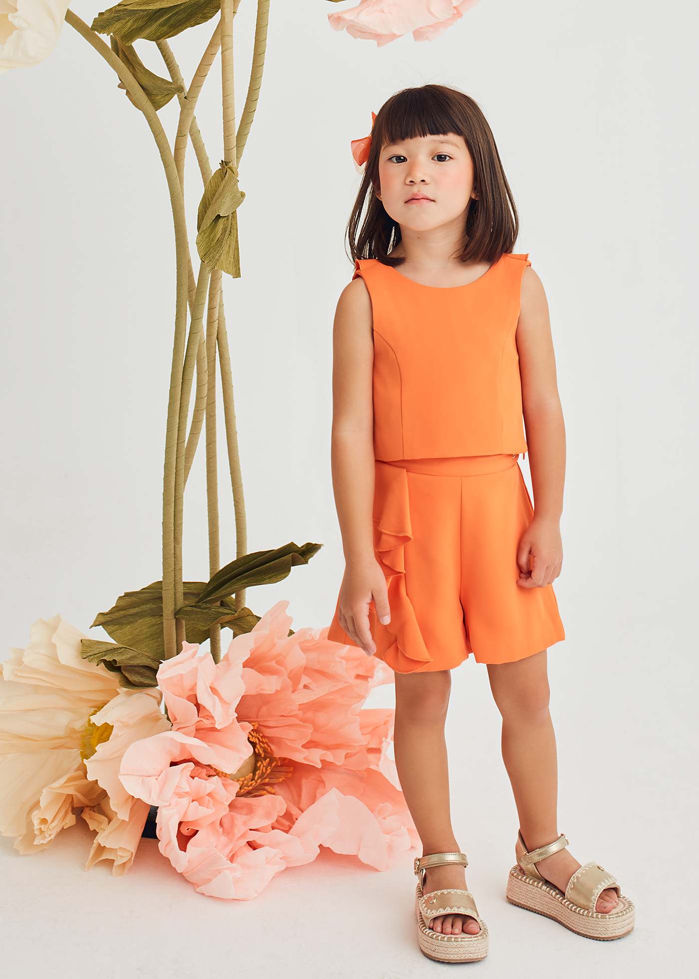 Conjunto bermuda crepe folho menina