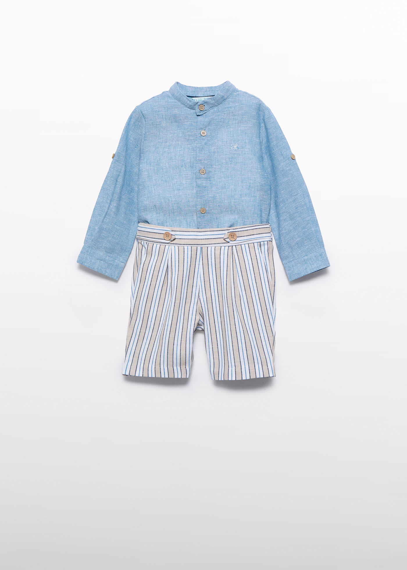 Ensemble bermuda et chemise en lin bébé