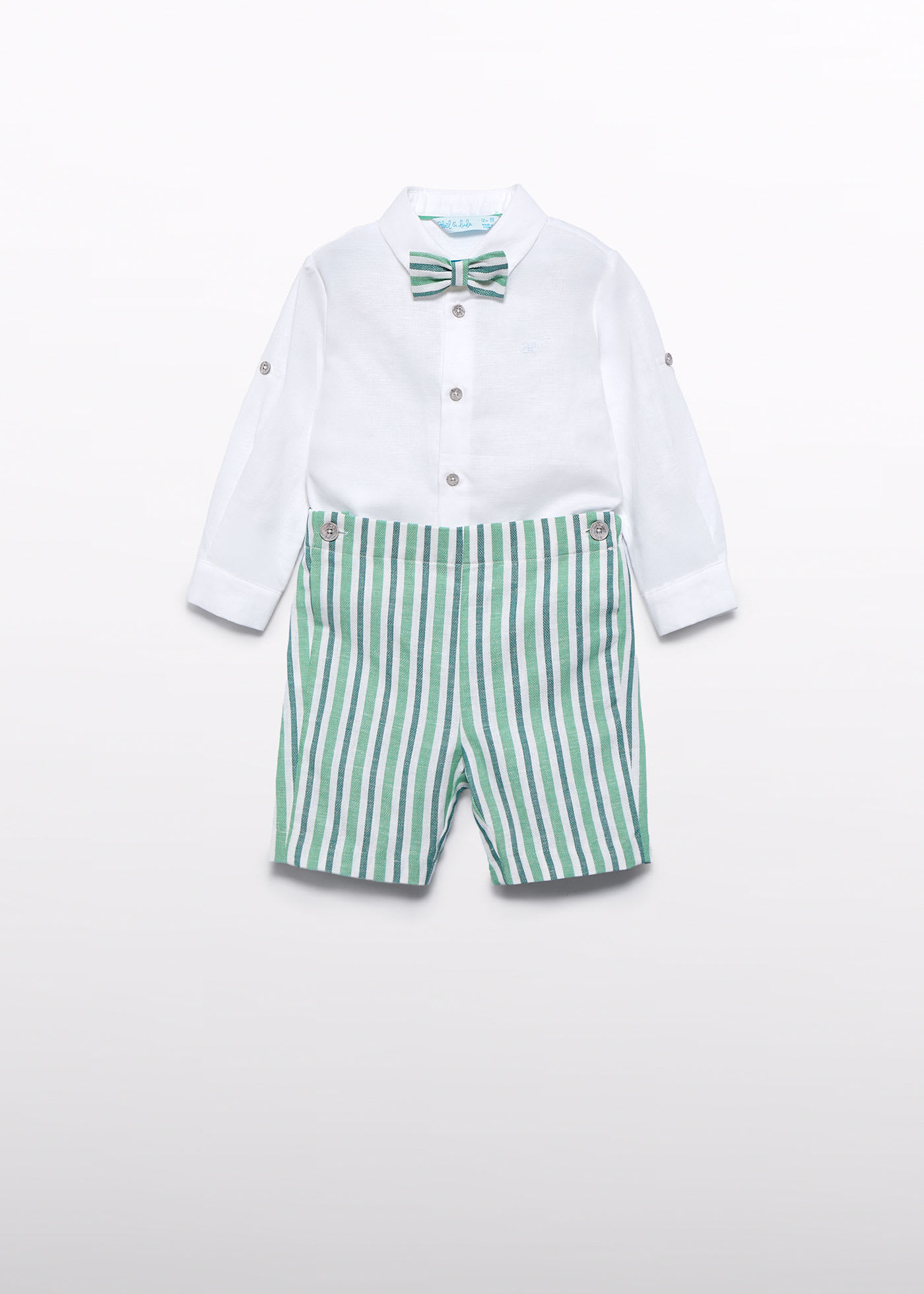 Completo con papillon e bermuda neonato