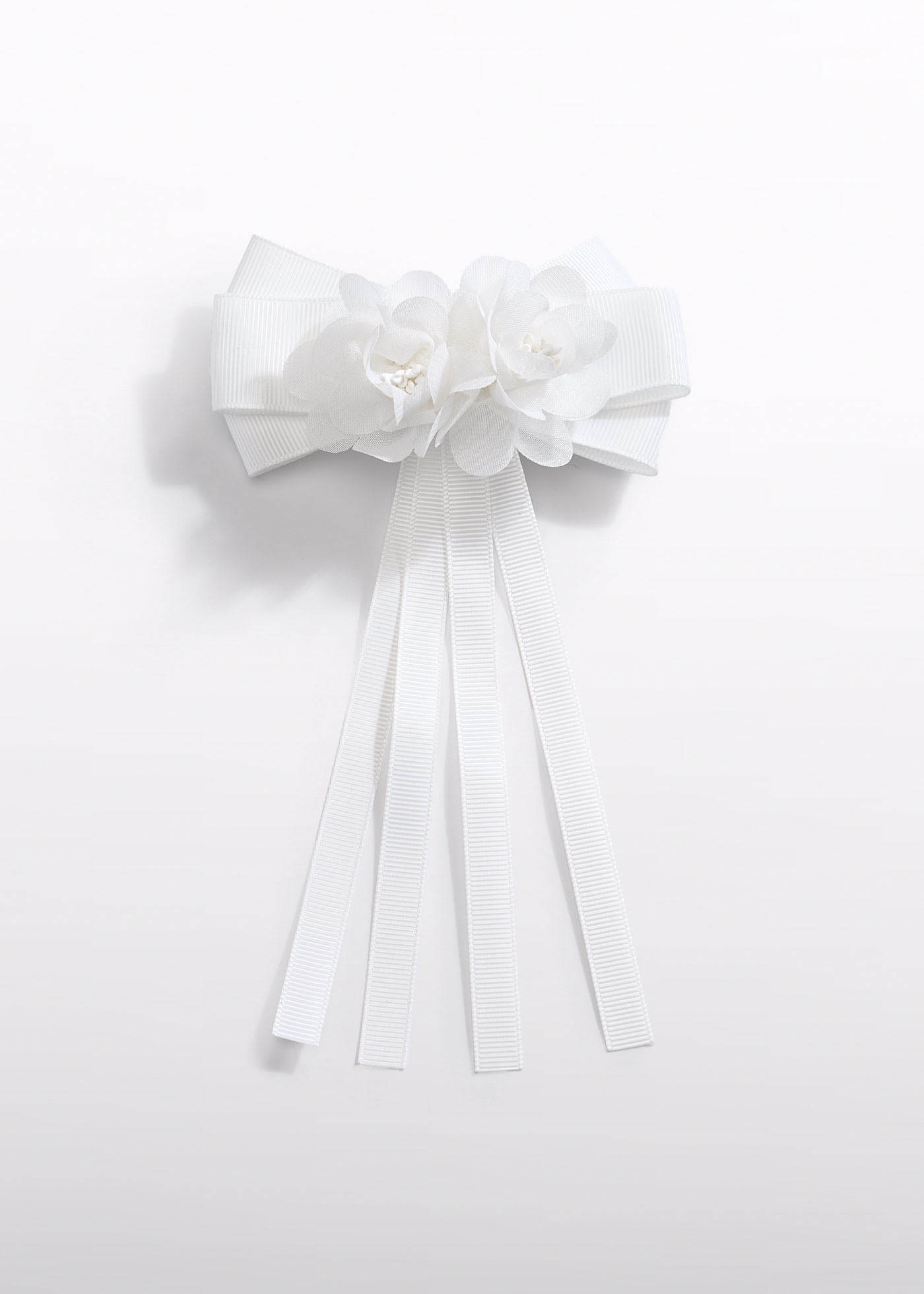 Girl long floral bow clip