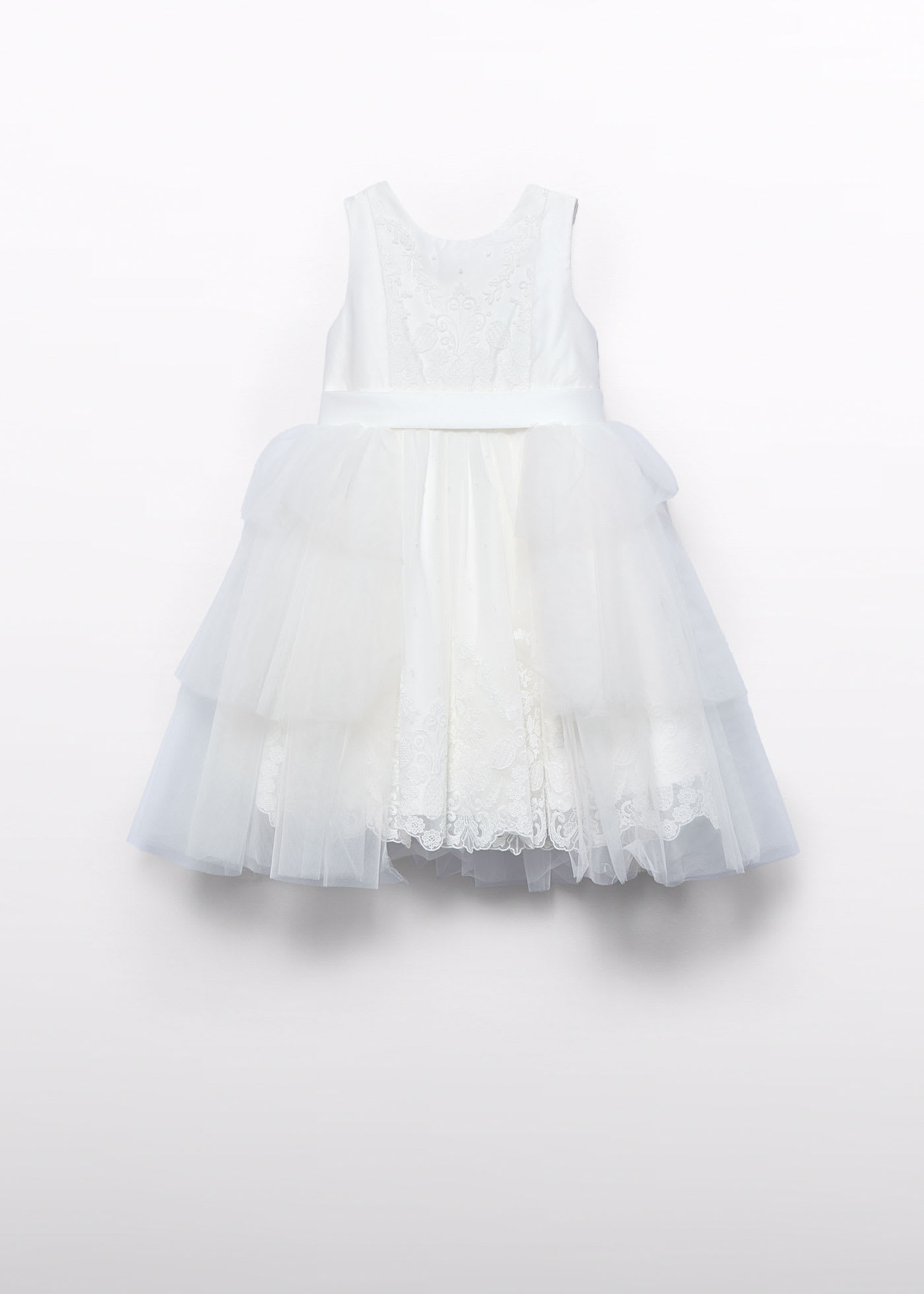 Girl dress with removable tulle overlay