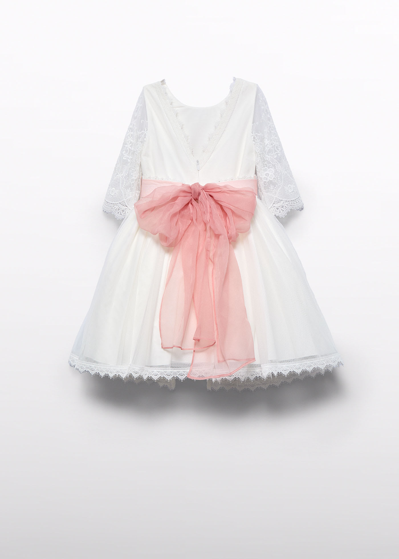 Vestido tule bordado guipure menina