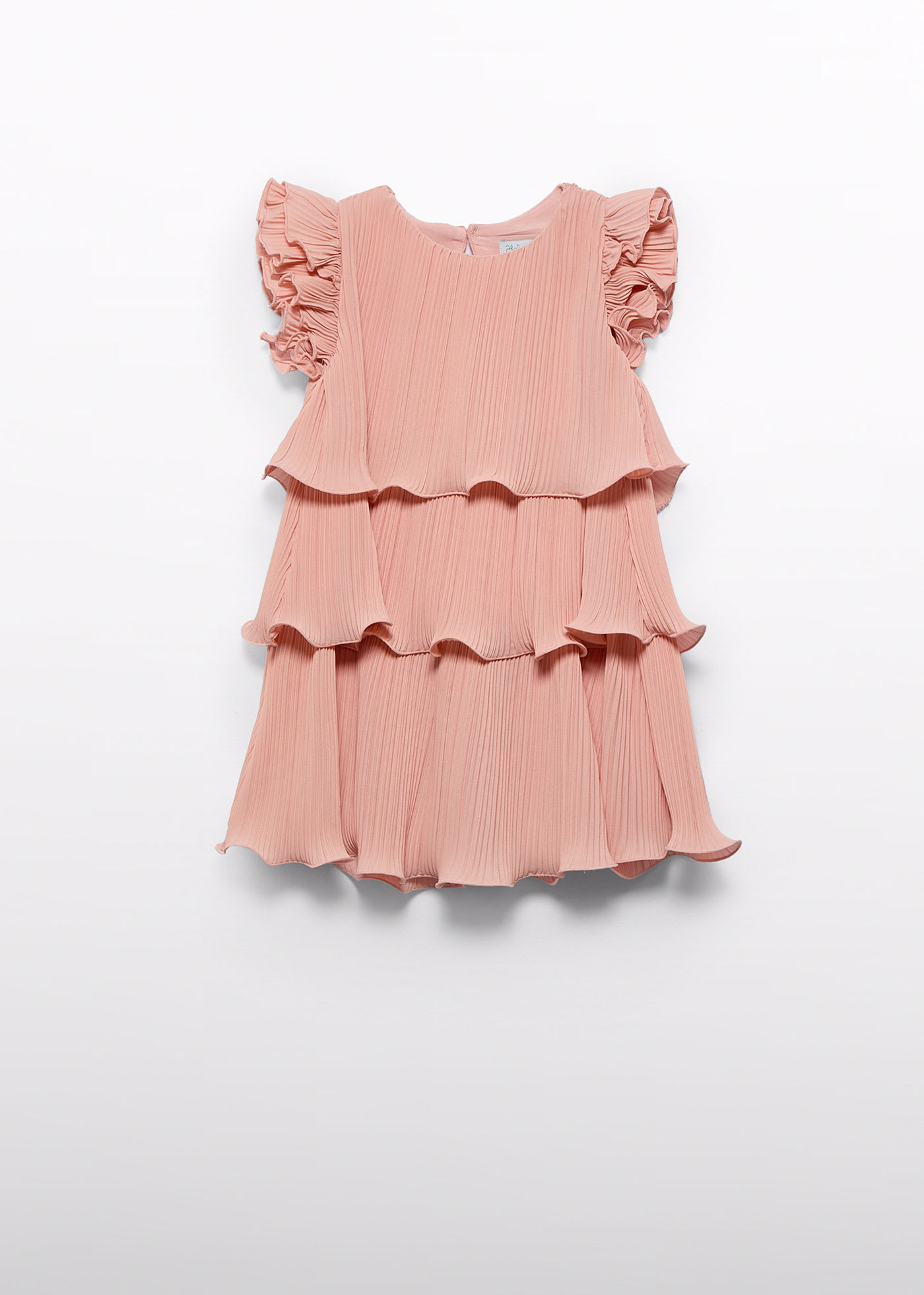 Girl layered pleated crepe dress