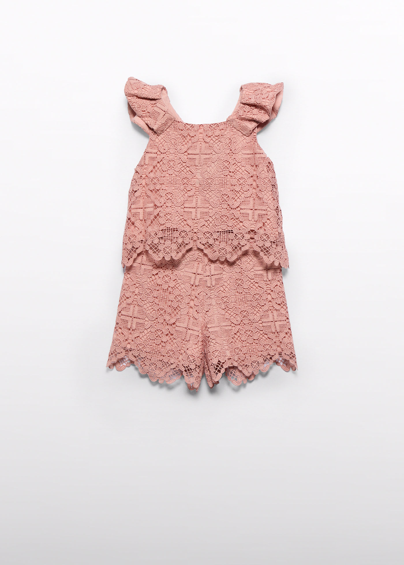 Conjunto bermuda guipure menina