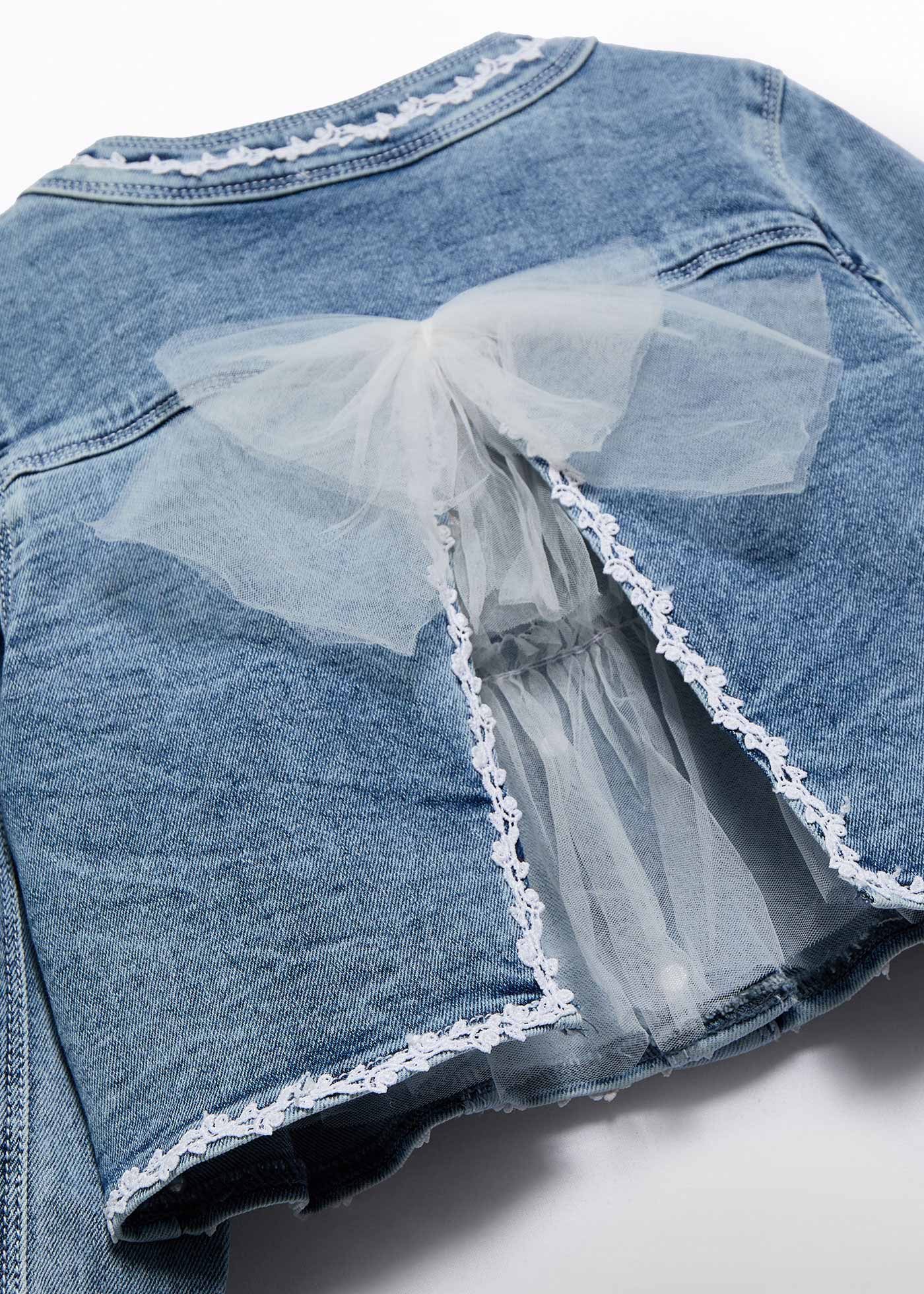 Giacca jeans con fiocco tulle bambina