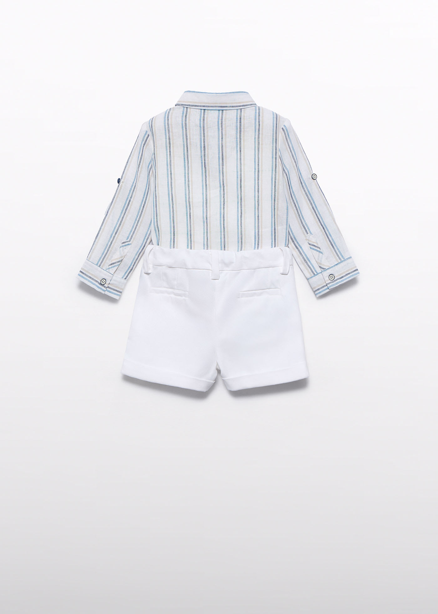 Conjunto bermuda riscas linho menino