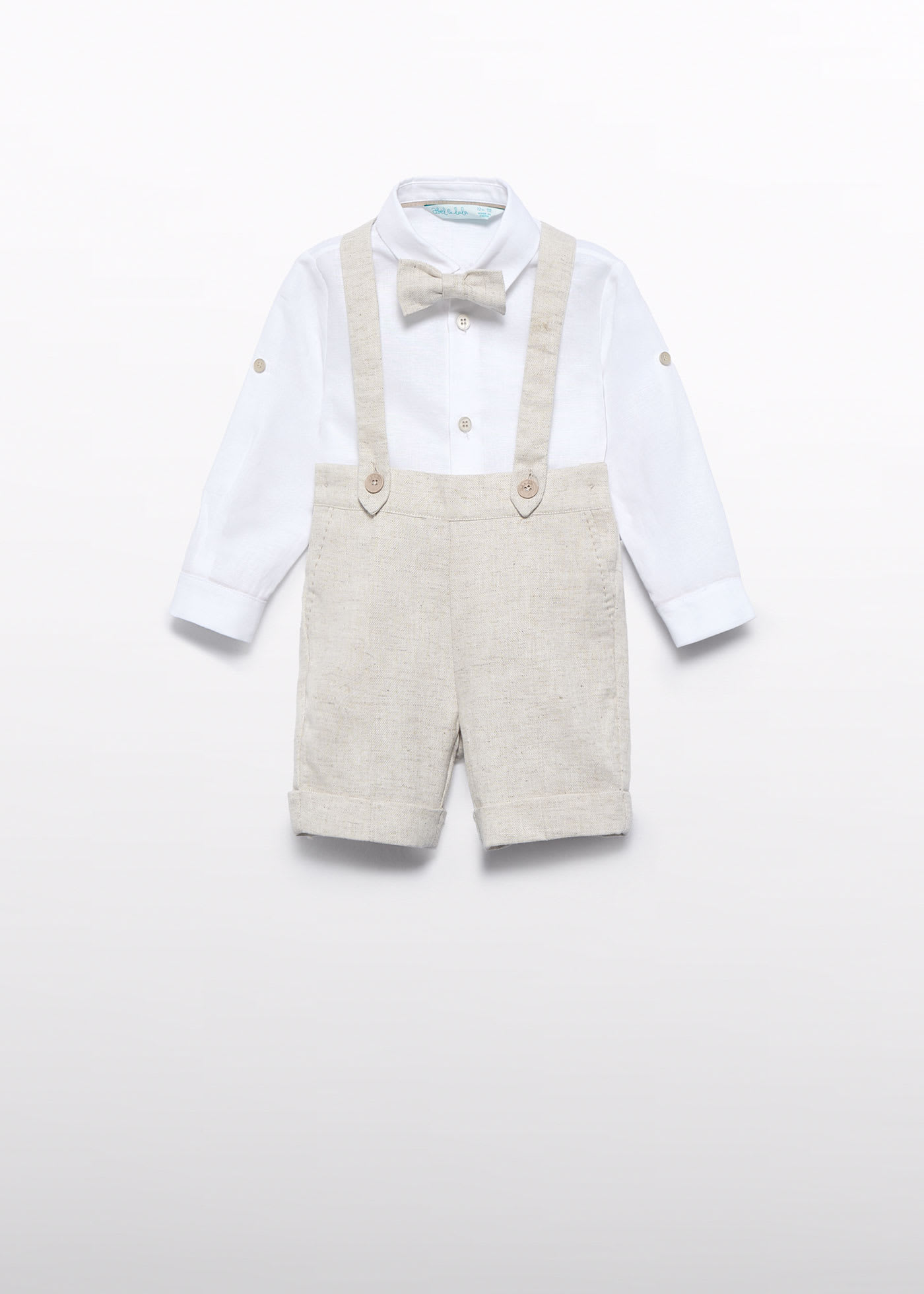 Conjunto bermuda tirantes pajarita niño