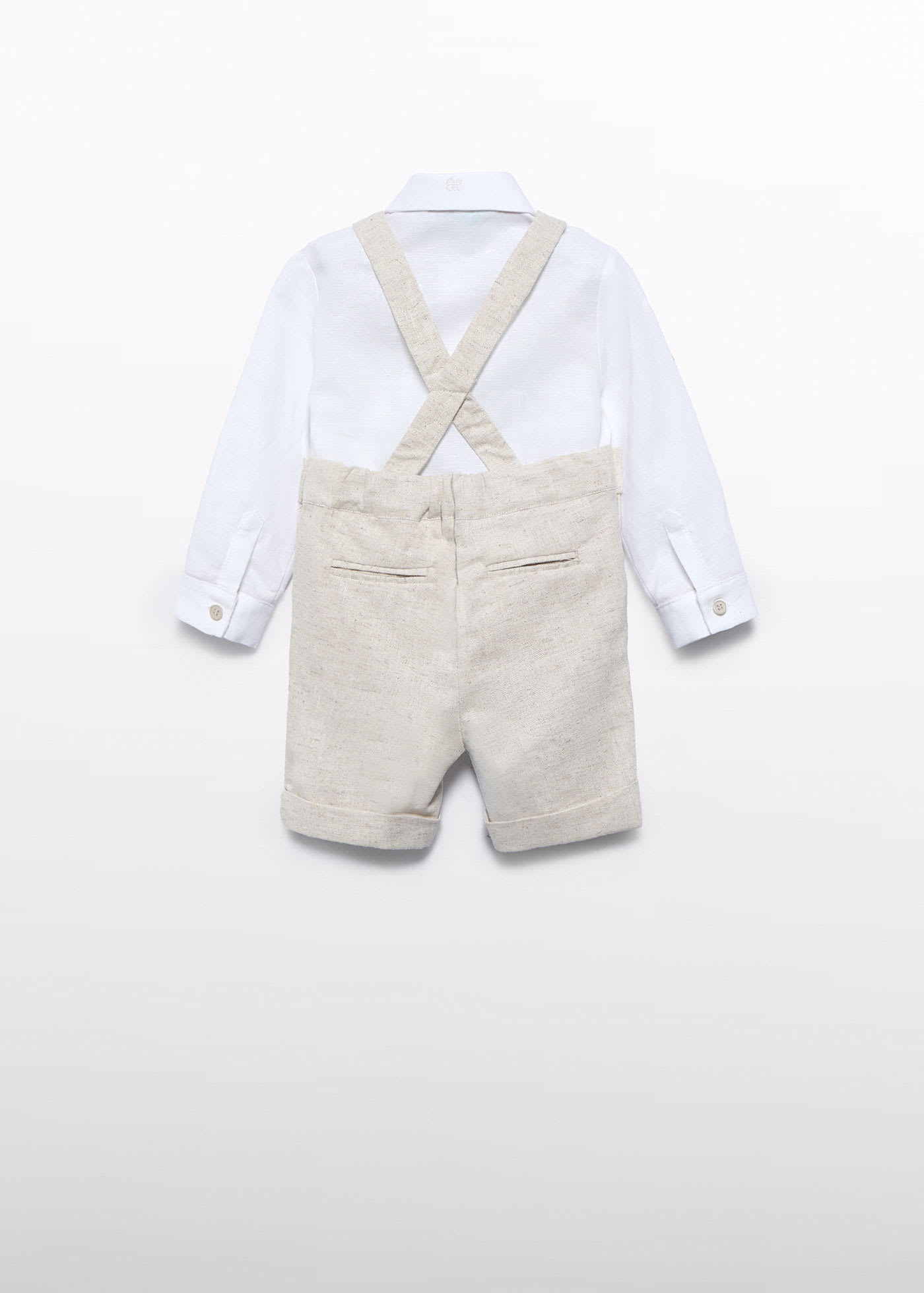 Completo bermuda bretelle papillon bambino