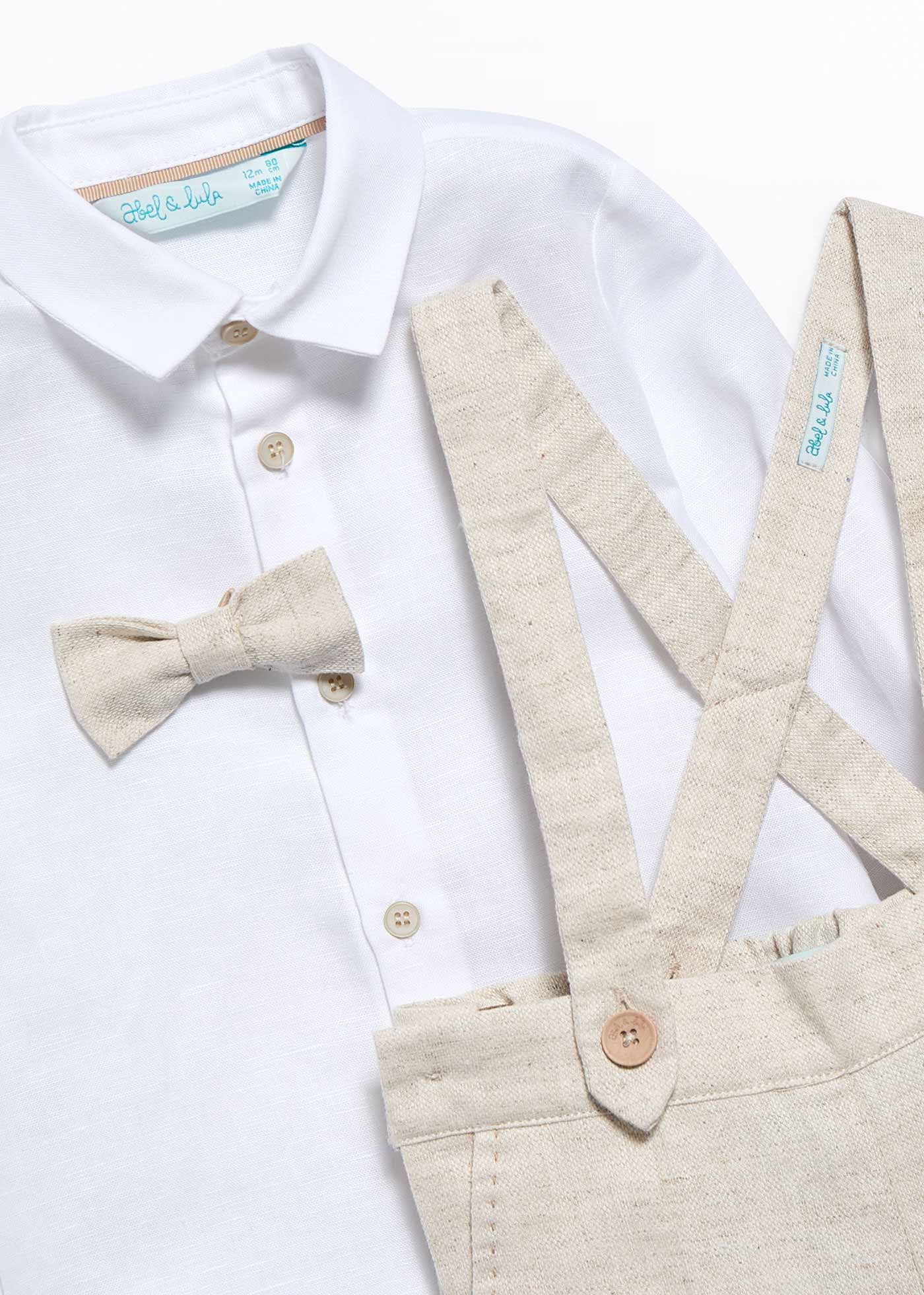 Boy shorts with suspenders and bow tie shirt set