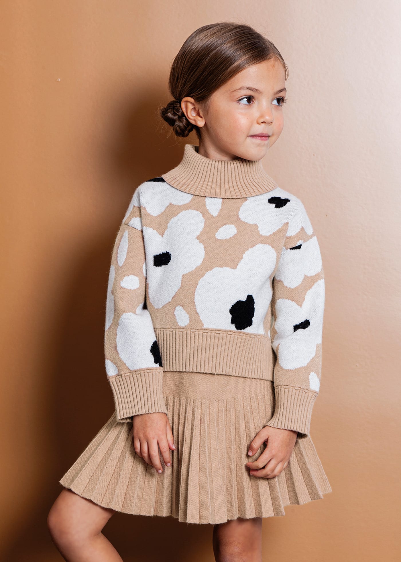 Girls pleated knit skirt set