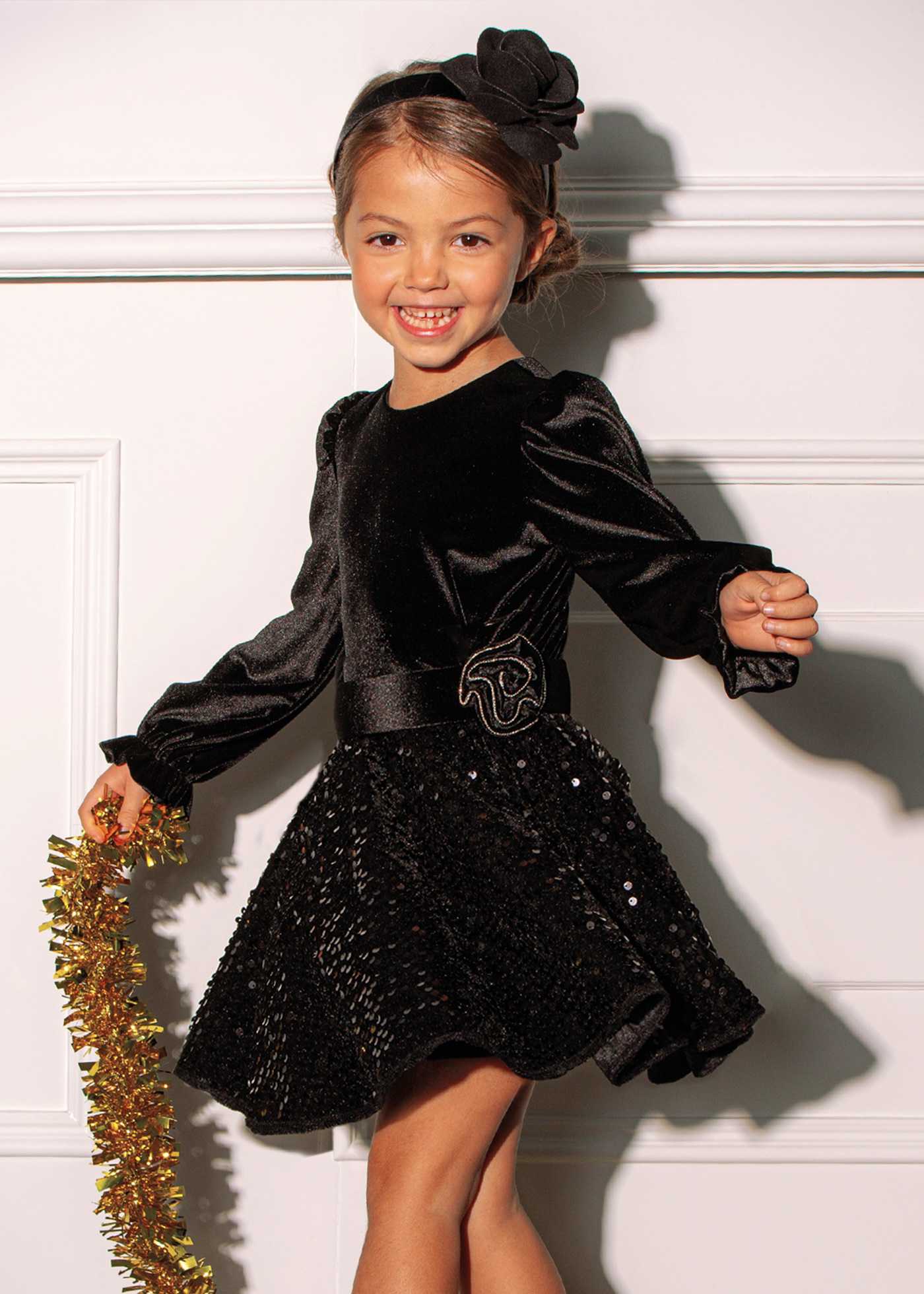 Robe en velours à paillettes fille