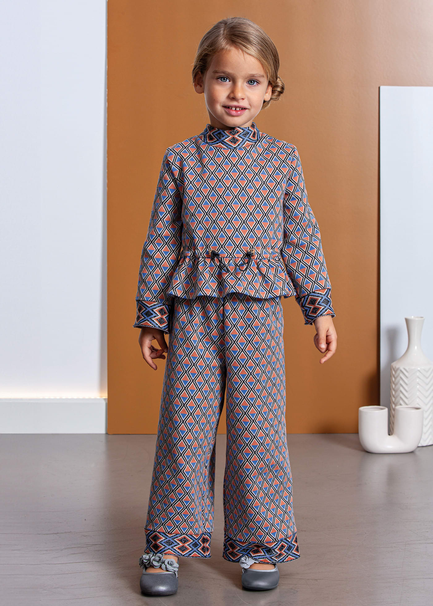 Conjunto pantalón punto jacquard niña