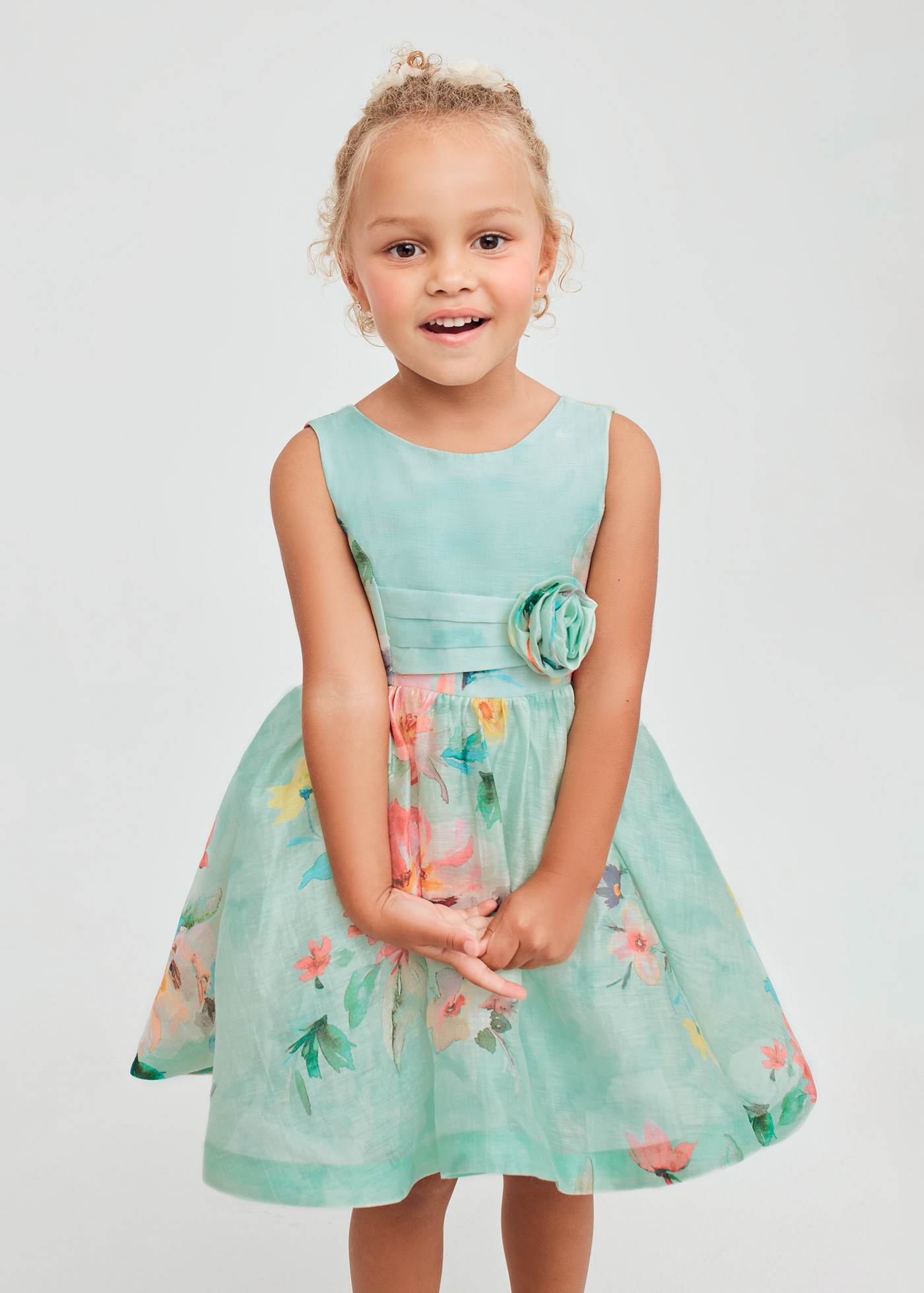 Abito lino fiori bambina
