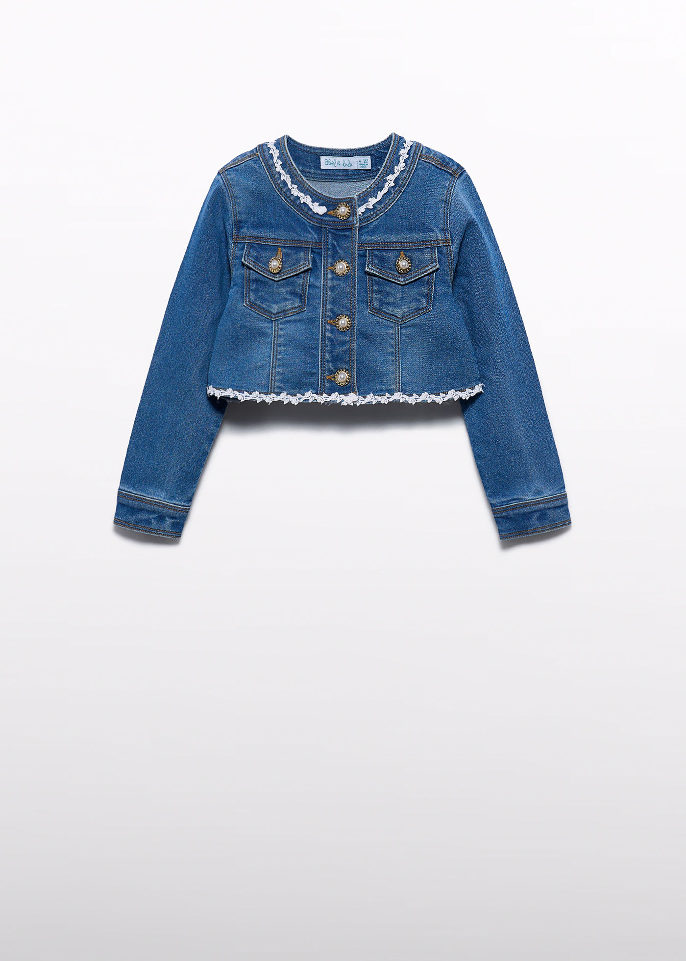 Girl denim jacket with tulle bow